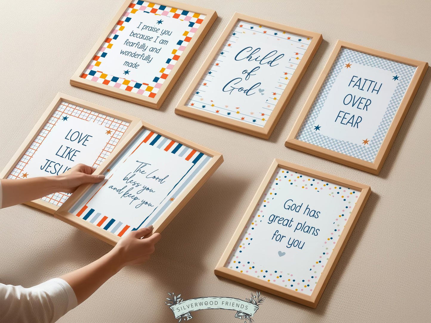Set of 6 Christian Kids Wall Art Prints, Bible Verse Nursery Decor, Faith Based Kids Room Decor, Motivational Bible Quotes for Kids(Digital)