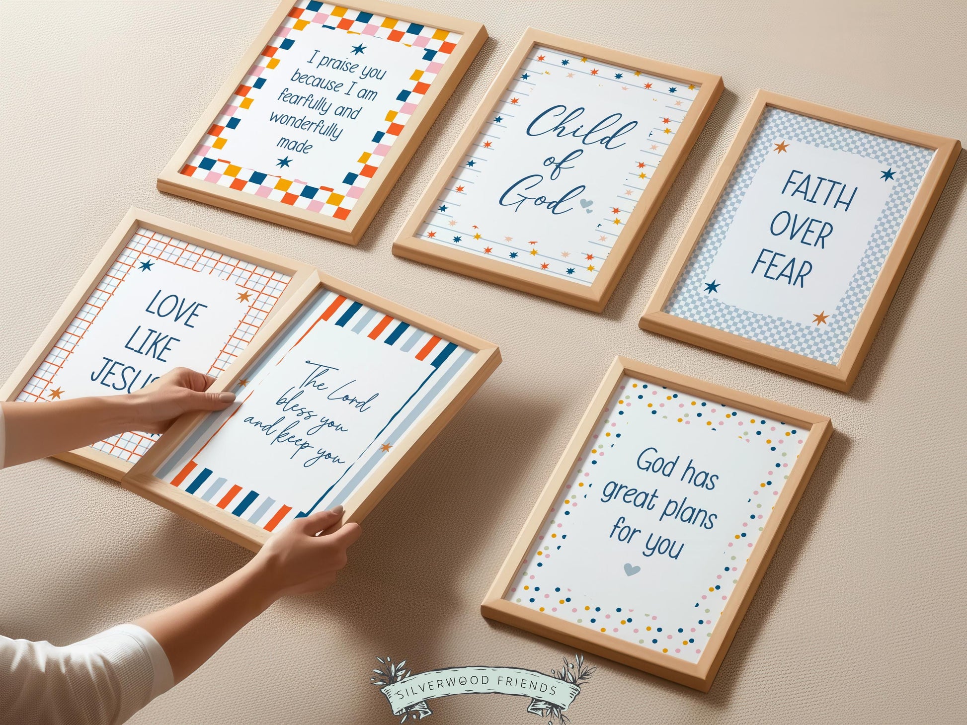 Set of 6 Christian Kids Wall Art Prints, Bible Verse Nursery Decor, Faith Based Kids Room Decor, Motivational Bible Quotes for Kids(Digital)