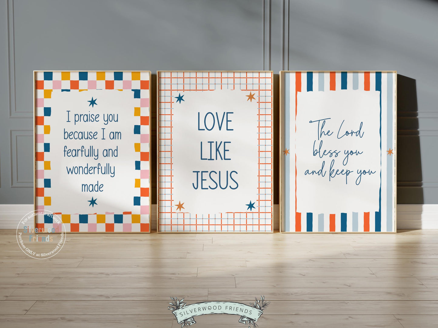 Set of 3 Christian Kids Wall Art Prints, Bible Verse Nursery Decor, Faith Based Kids Room Decor, Motivational Bible Quotes for Kids(Digital)