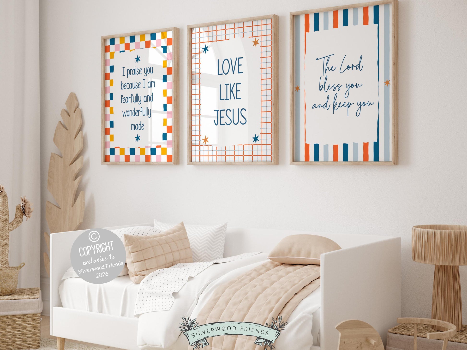 Set of 3 Christian Kids Wall Art Prints, Bible Verse Nursery Decor, Faith Based Kids Room Decor, Motivational Bible Quotes for Kids(Digital)