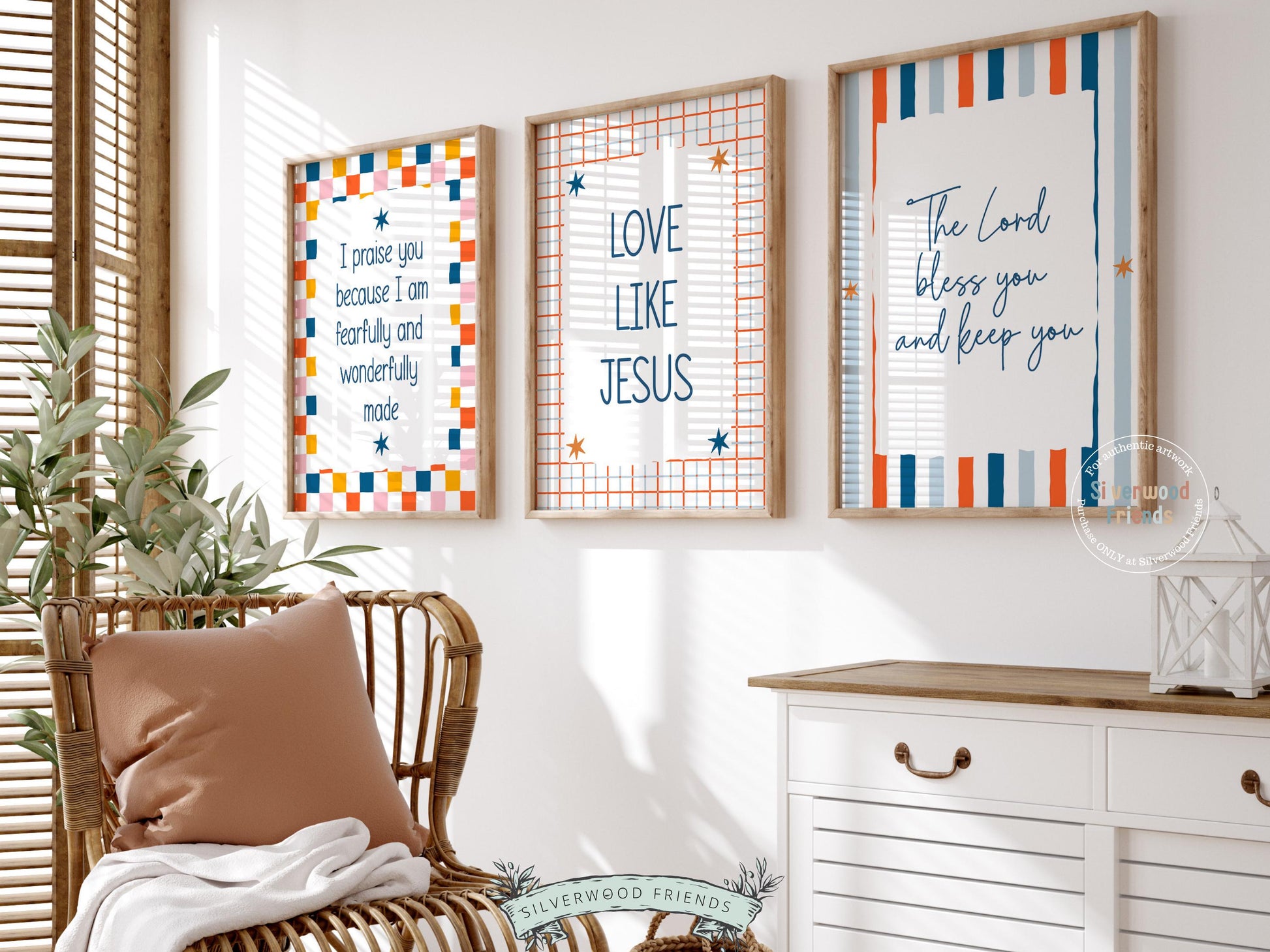 Set of 3 Christian Kids Wall Art Prints, Bible Verse Nursery Decor, Faith Based Kids Room Decor, Motivational Bible Quotes for Kids(Digital)