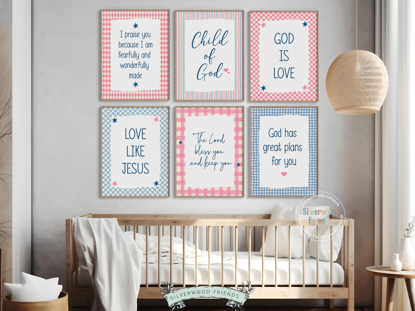 Set of 6 Christian Kids Wall Art Prints, Baby Girl Bible Verse Nursery Decor, Faith Based Kids Room Decor, Motivational Bible Quote(Digital)