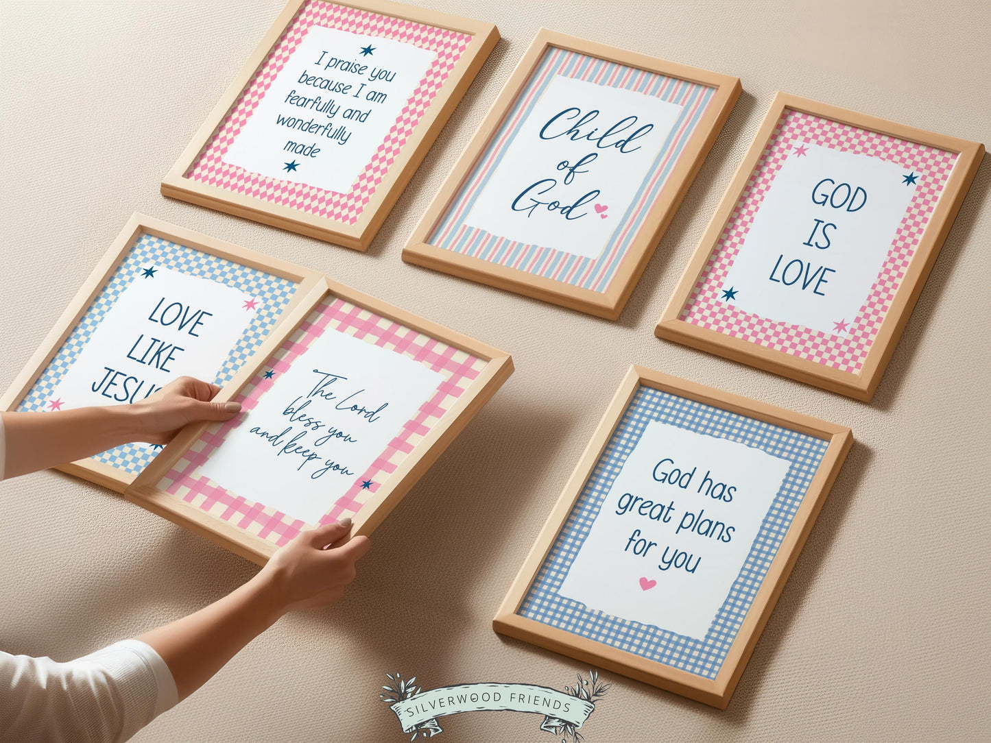 Set of 6 Christian Kids Wall Art Prints, Baby Girl Bible Verse Nursery Decor, Faith Based Kids Room Decor, Motivational Bible Quote(Digital)