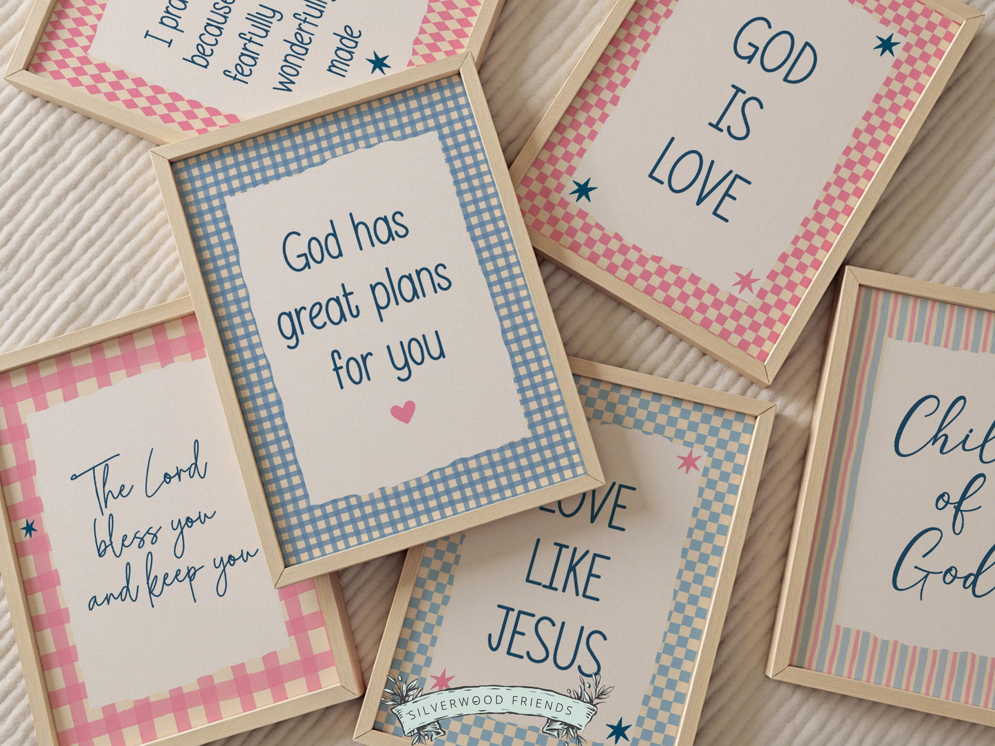 Set of 6 Christian Kids Wall Art Prints, Baby Girl Bible Verse Nursery Decor, Faith Based Kids Room Decor, Motivational Bible Quote(Digital)