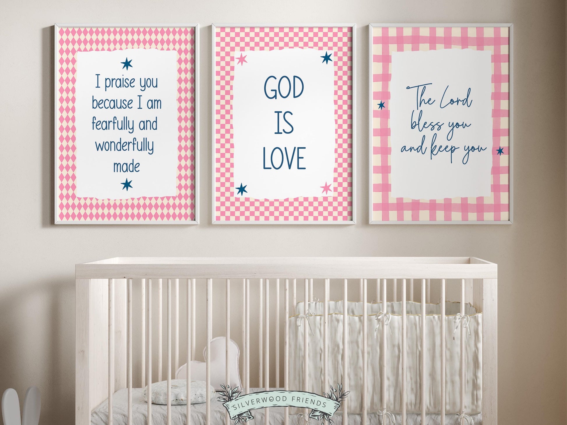 Christian Nursery Prints, Baby Girl Pink Bible Verse Nursery Decor, Faith Based Kids Room Decor, Motivational Bible Quotes, Digital Prints