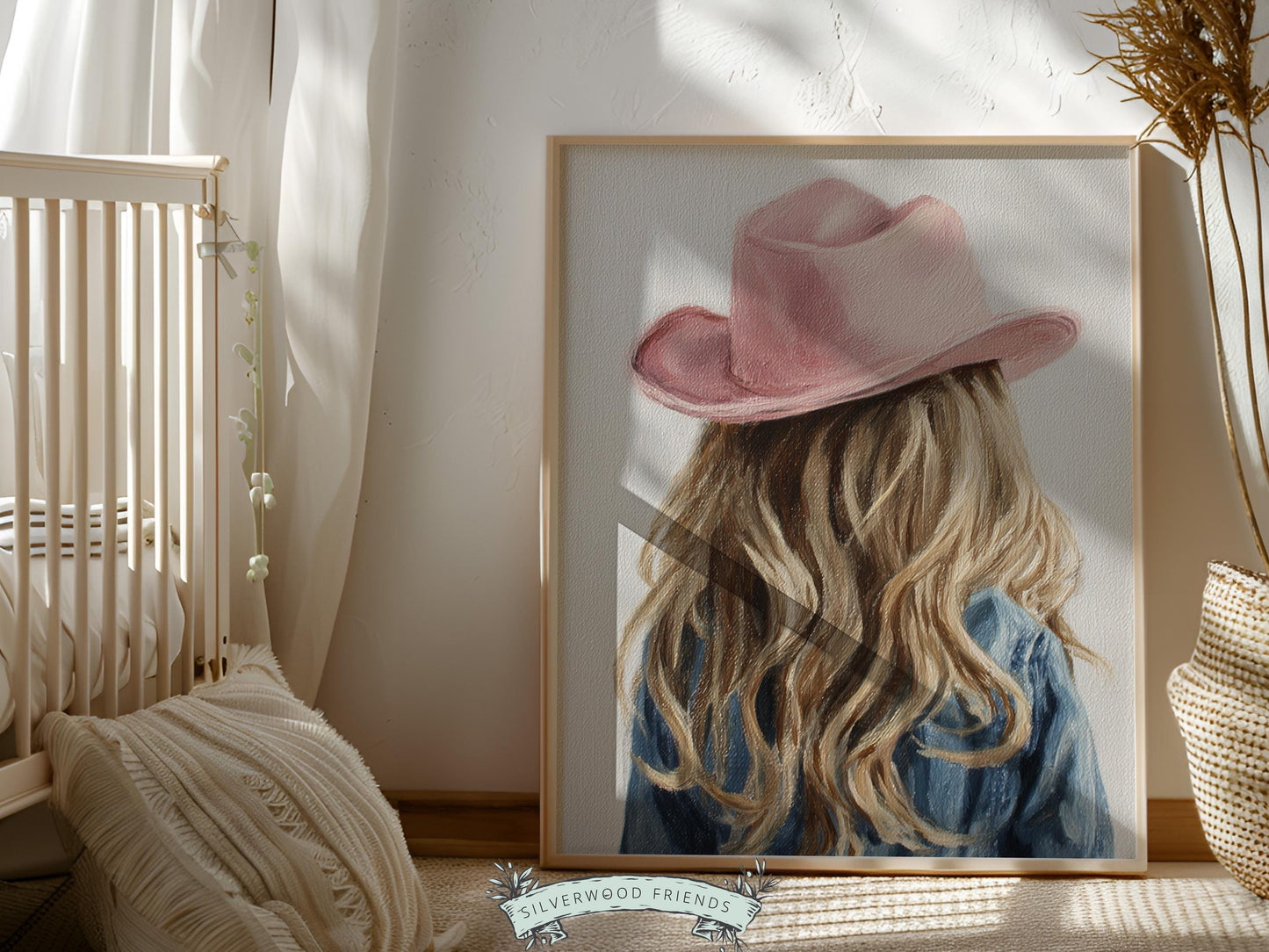 Blonde Cowgirl Nursery Print, Baby Girl Cowgirl Western Nursery Decor, Pink Cowgirl Hat Poster, Horse Nursery Wall Art (DIGITAL DOWNLOAD)
