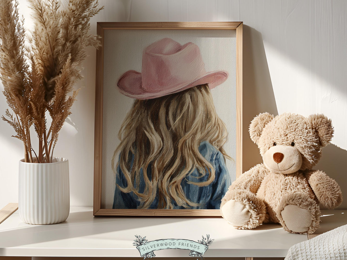 Blonde Cowgirl Nursery Print, Baby Girl Cowgirl Western Nursery Decor, Pink Cowgirl Hat Poster, Horse Nursery Wall Art (DIGITAL DOWNLOAD)