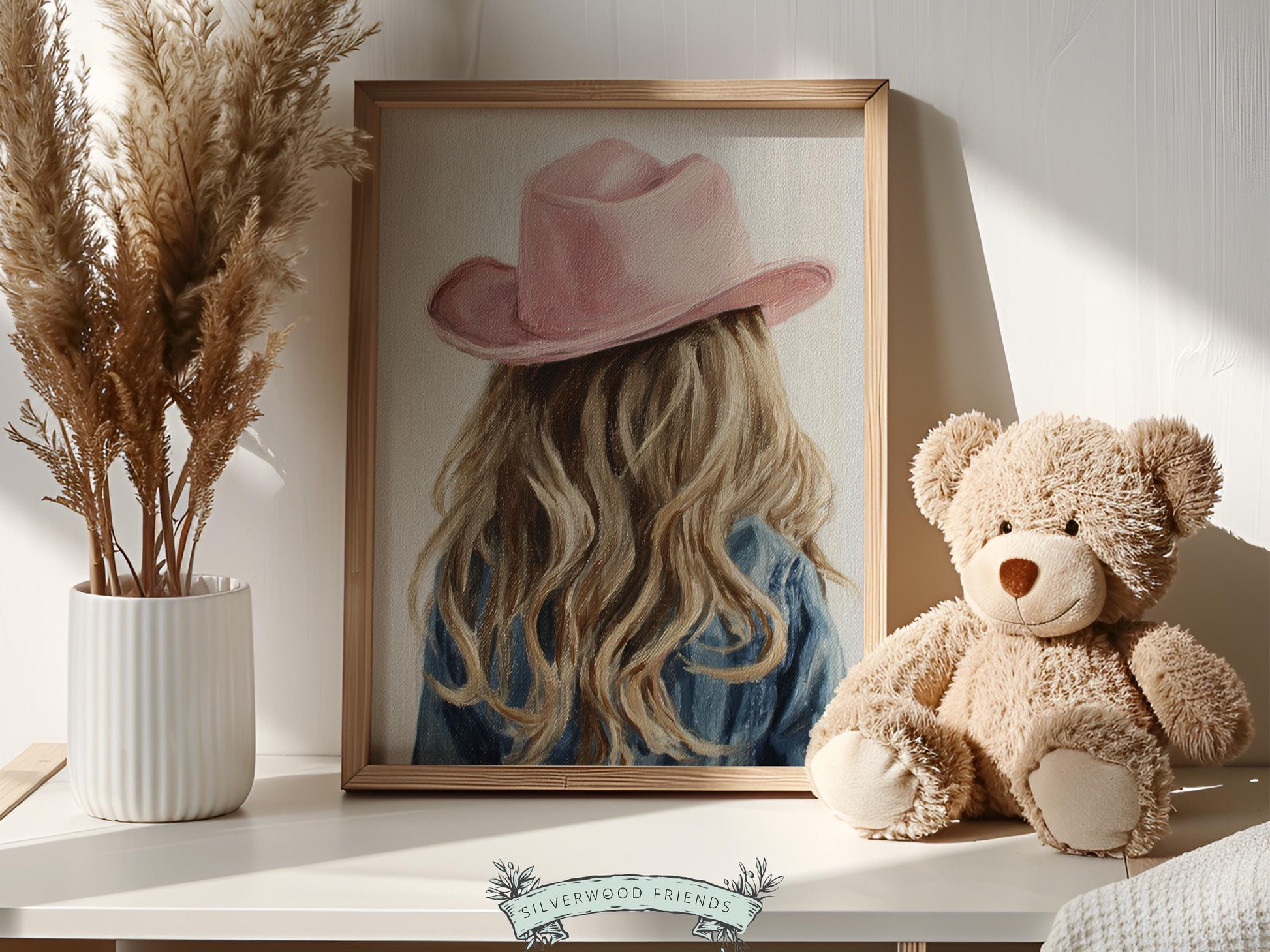 Blonde Cowgirl Nursery Print, Baby Girl Cowgirl Western Nursery Decor, Pink Cowgirl Hat Poster, Horse Nursery Wall Art (DIGITAL DOWNLOAD)
