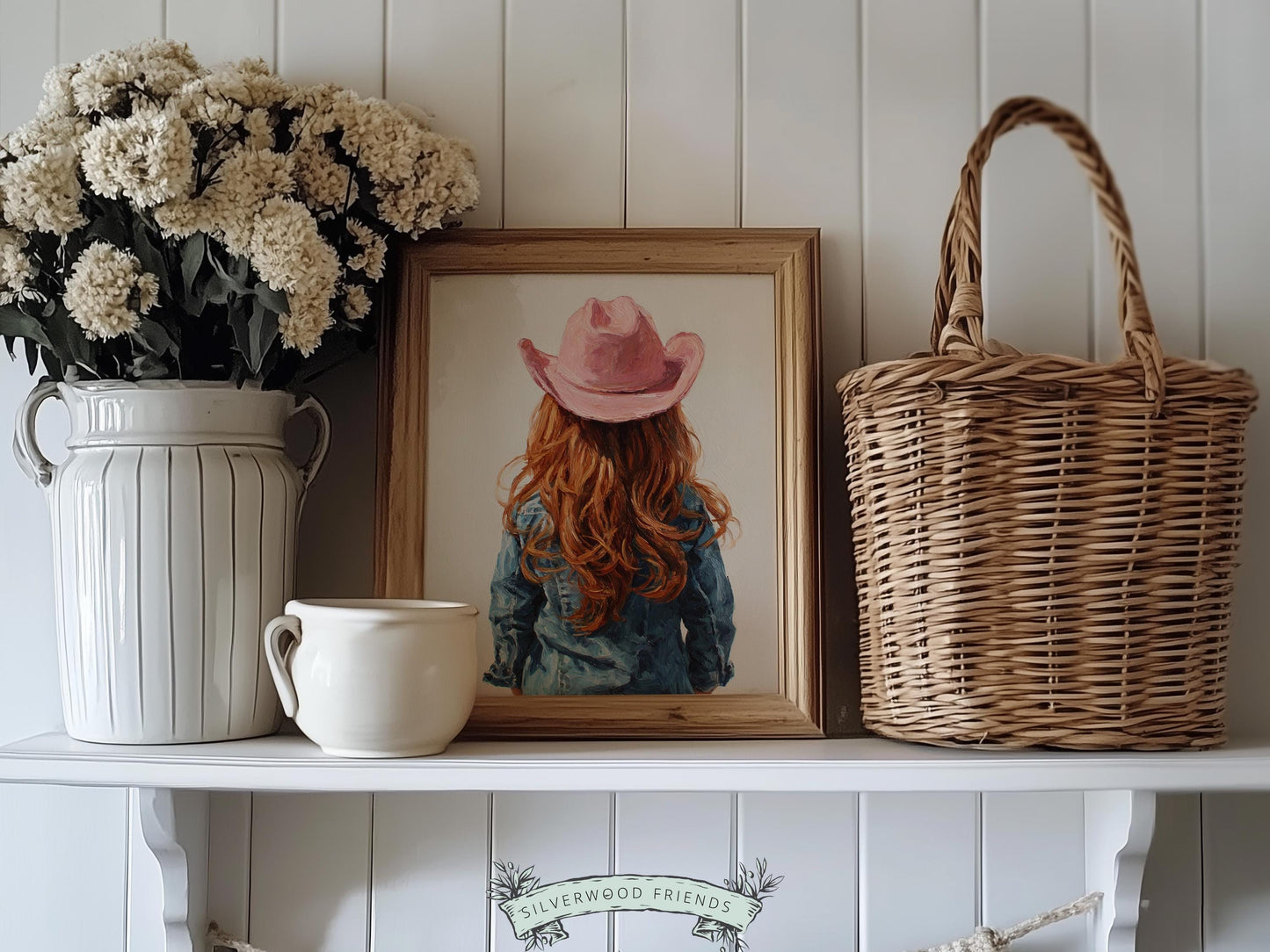 Red Hair Cowgirl Nursery Print, Baby Girl Cowgirl Western Nursery Decor, Pink Cowgirl Hat Poster, Horse Nursery Wall Art (DIGITAL DOWNLOAD)