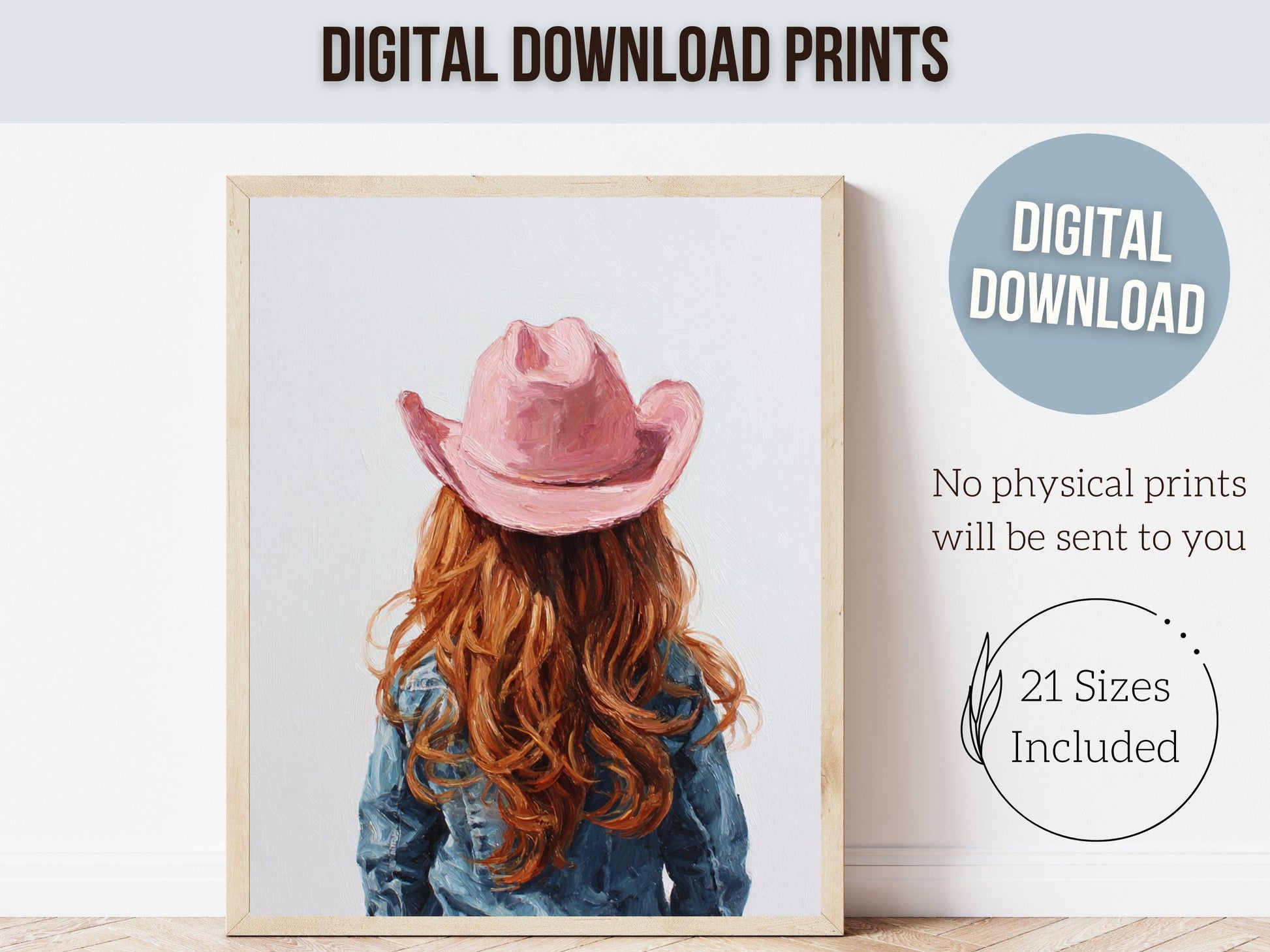 Red Hair Cowgirl Nursery Print, Baby Girl Cowgirl Western Nursery Decor, Pink Cowgirl Hat Poster, Horse Nursery Wall Art (DIGITAL DOWNLOAD)