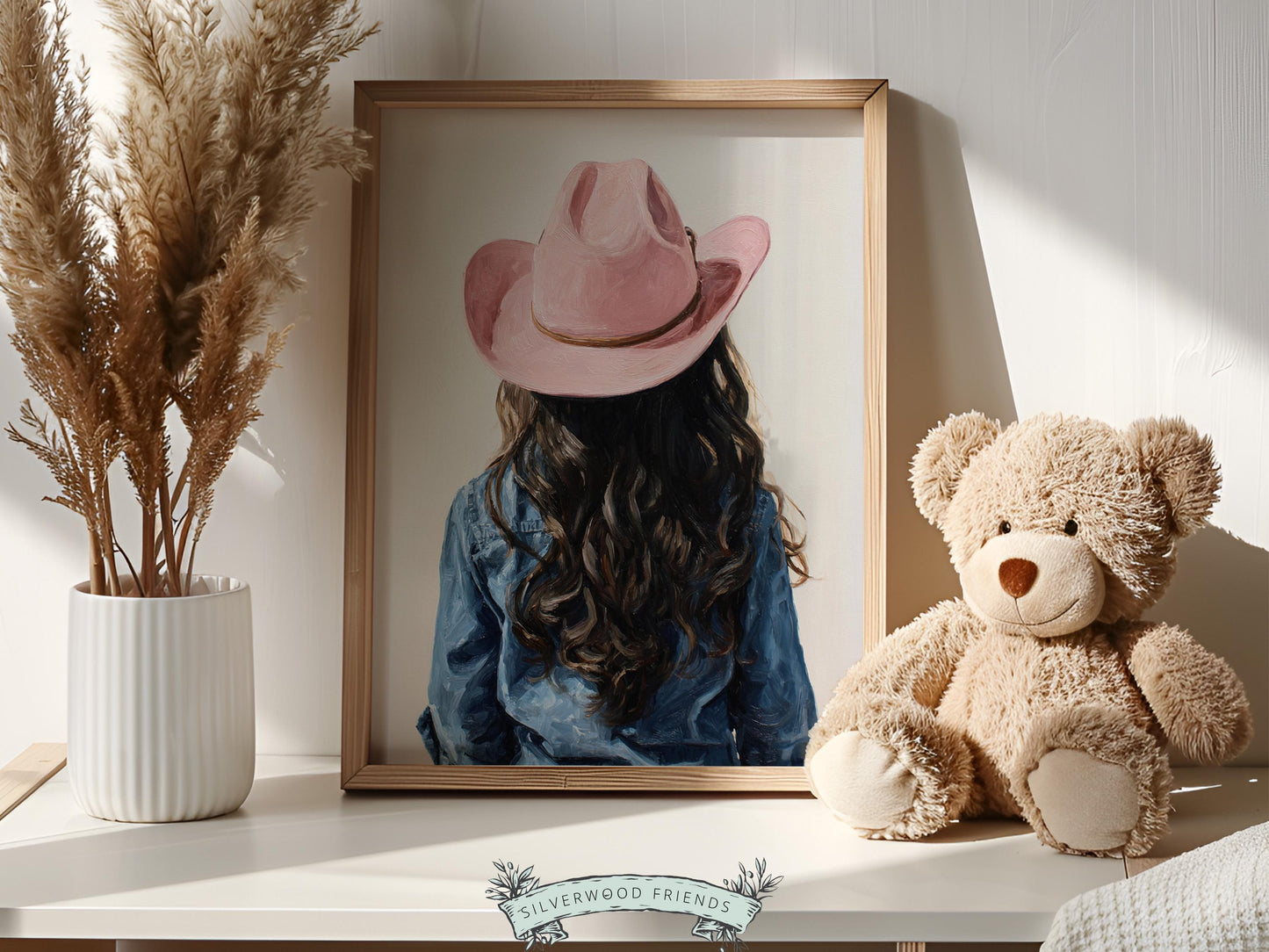 Pink Cowgirl Hat Print, Baby Girl Cowgirl Western Nursery Decor, Kids Country Farmhouse Room Decor, Farm Nursery Wall Art (DIGITAL DOWNLOAD)