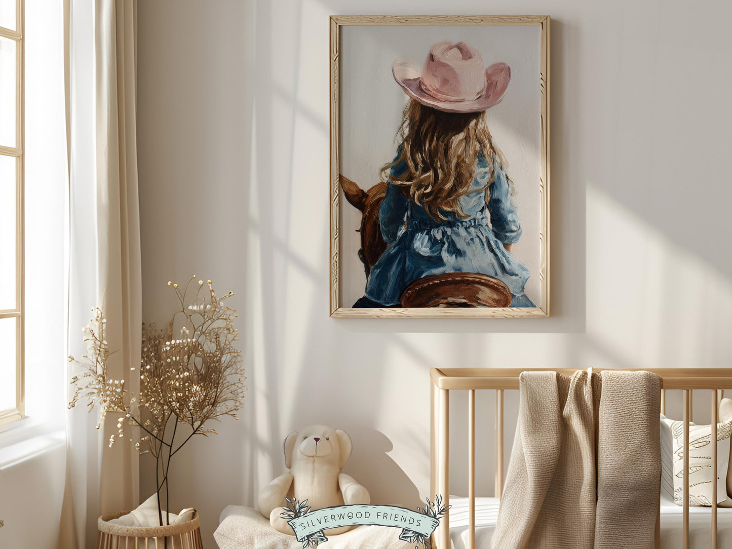 Cowgirl Nursery Print, Baby Girl Cowgirl Western Nursery Decor, Girls Horse Riding Print, Farm Animal Nursery Wall Art (DIGITAL DOWNLOAD)