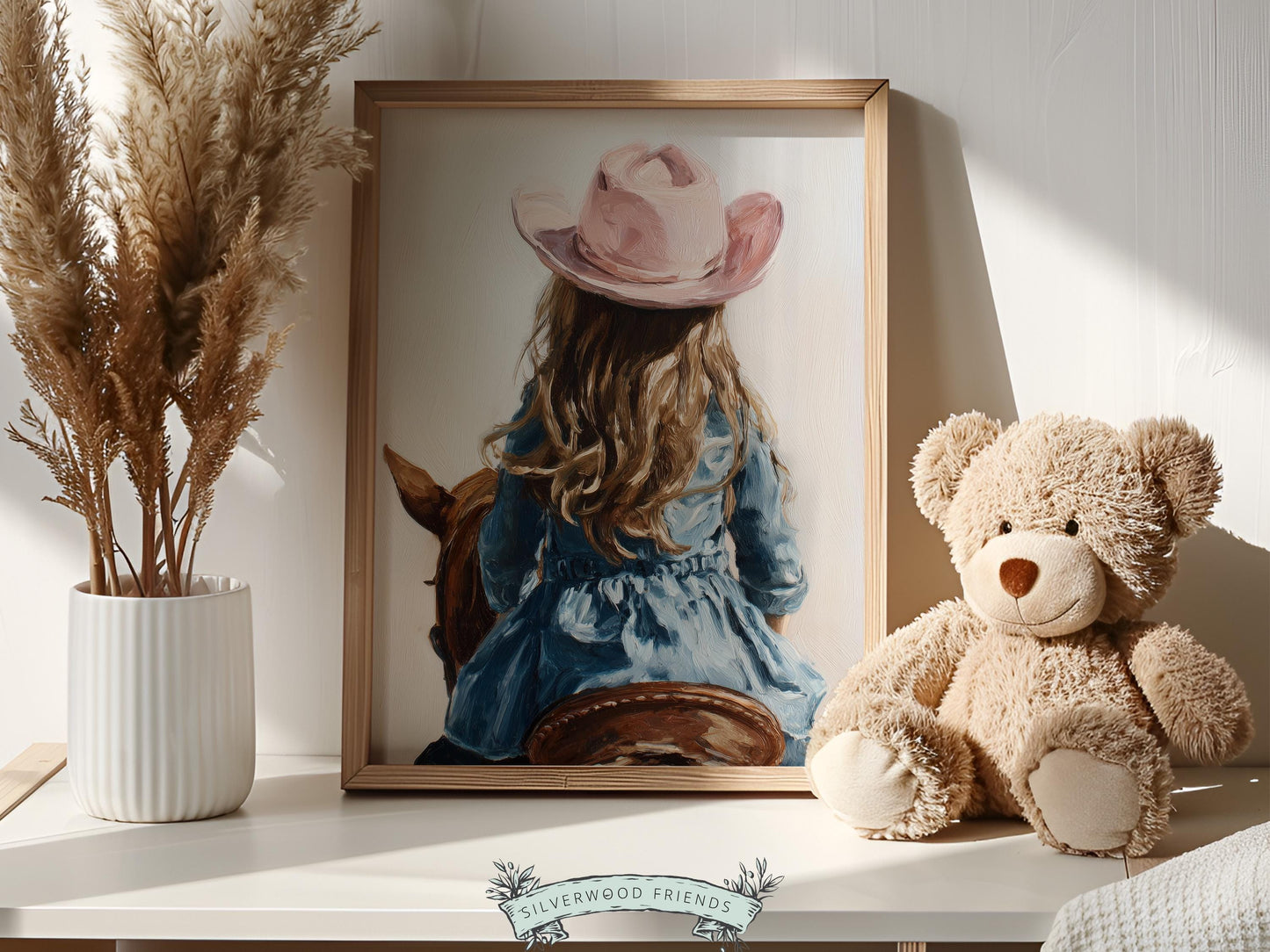 Cowgirl Nursery Print, Baby Girl Cowgirl Western Nursery Decor, Girls Horse Riding Print, Farm Animal Nursery Wall Art (DIGITAL DOWNLOAD)