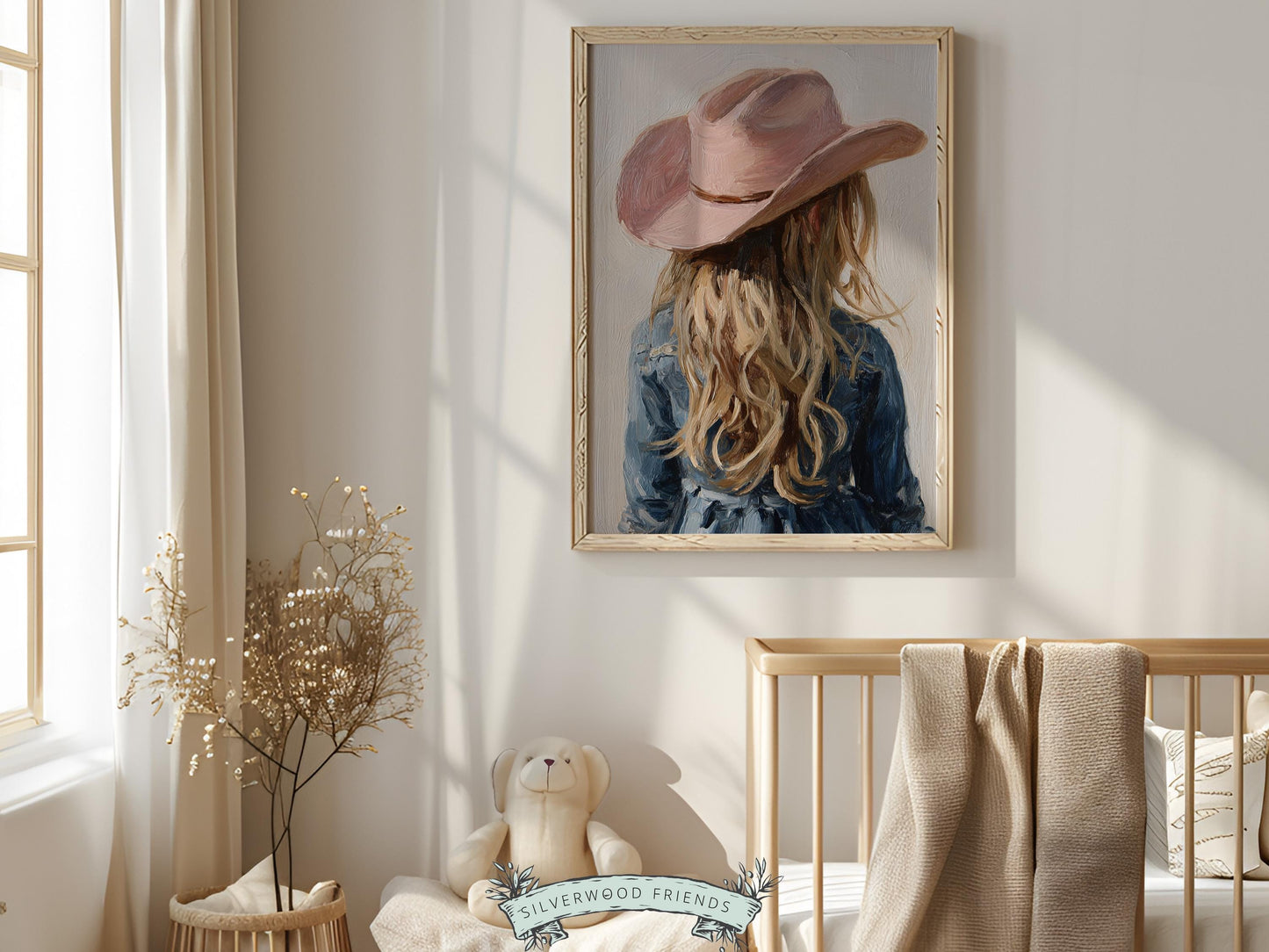 Blonde Cowgirl Nursery Print, Baby Girl Cowgirl Western Nursery Decor, Pink Cowgirl Hat Poster, Horse Nursery Wall Art (DIGITAL DOWNLOAD)