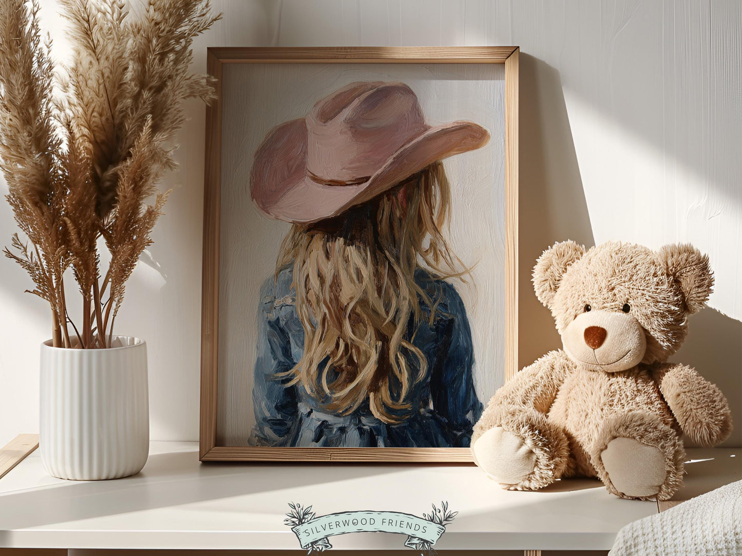 Blonde Cowgirl Nursery Print, Baby Girl Cowgirl Western Nursery Decor, Pink Cowgirl Hat Poster, Horse Nursery Wall Art (DIGITAL DOWNLOAD)