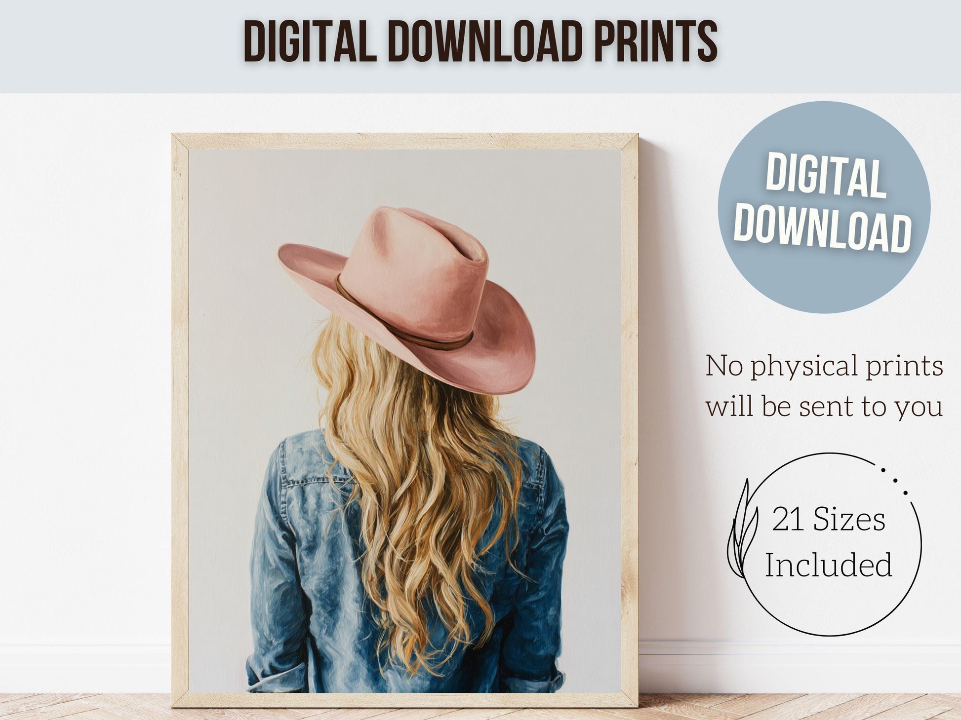 Trendy Cowgirl Print, Western Nursery Decor, Pink Cowboy Hat Print, Blonde Cowgirl Nursery Wall Art, Trendy Western Poster(DIGITAL DOWNLOAD)