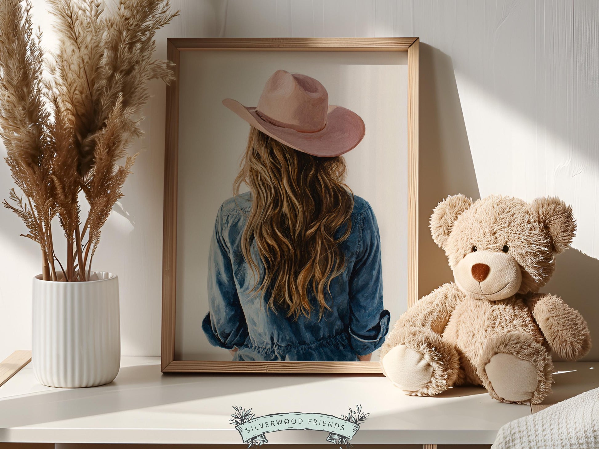 Trendy Cowgirl Print, Western Nursery Decor, Pink Cowboy Hat Print, Blonde Cowgirl Nursery Wall Art, Trendy Western Poster(DIGITAL DOWNLOAD)