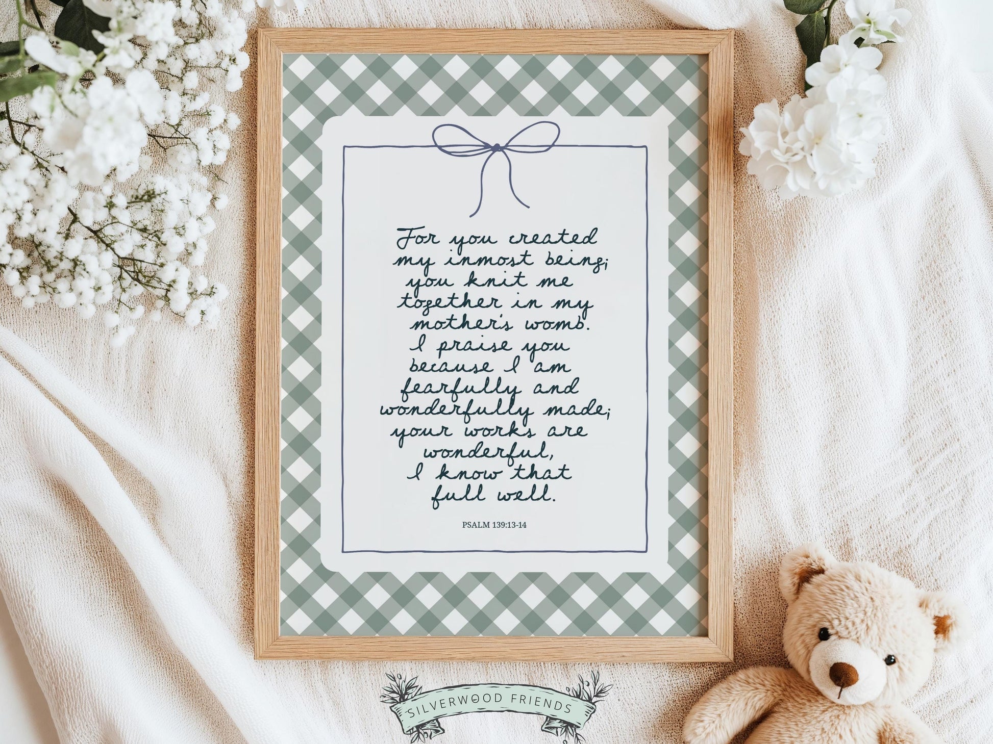 Christian Wall Art, Bible Verse Nursery Print, Christian Faith Nursery Decor, Scripture Nursery Wall Art, Psalm 139:13-14 (Digital Download)