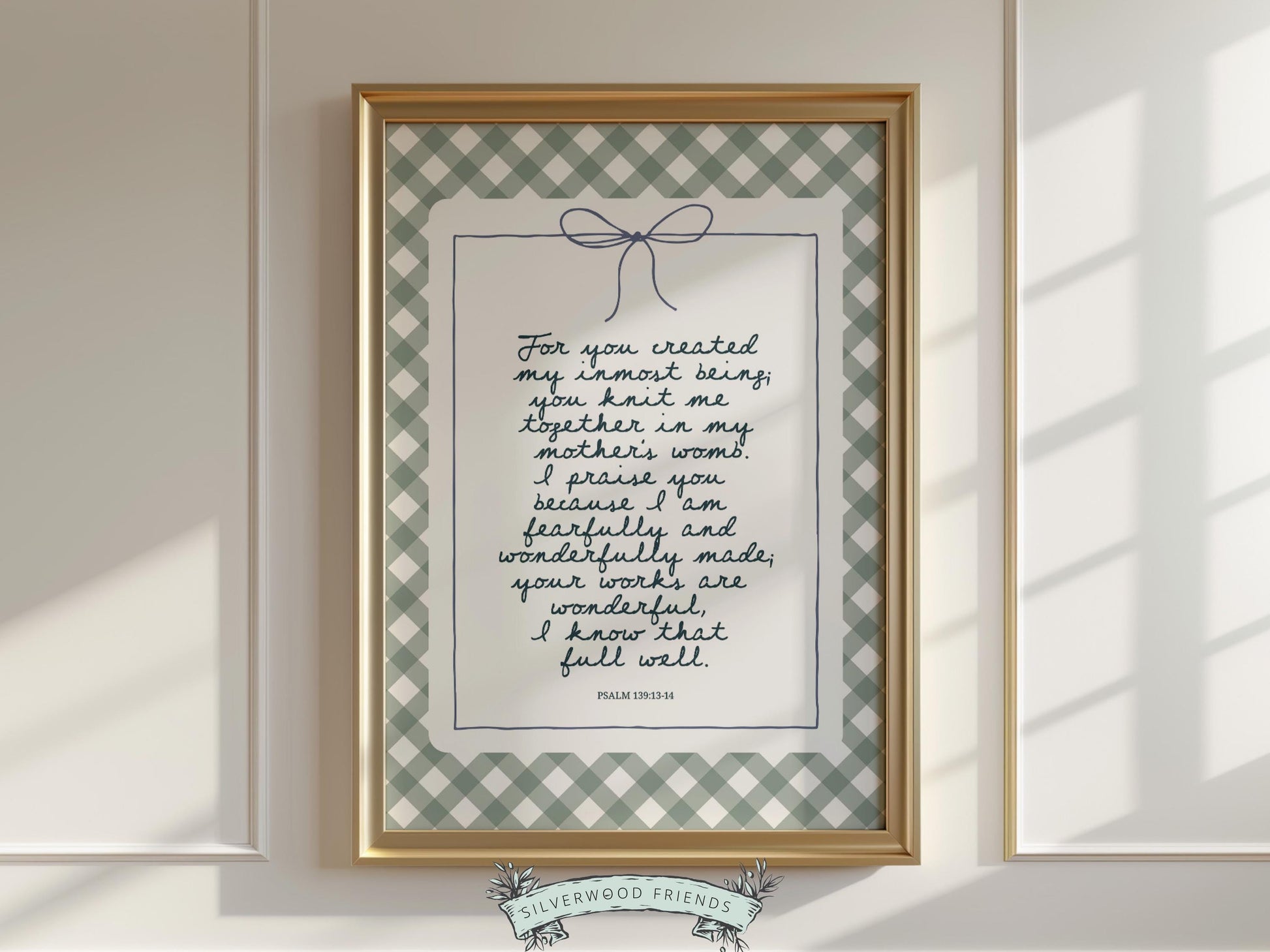 Christian Wall Art, Bible Verse Nursery Print, Christian Faith Nursery Decor, Scripture Nursery Wall Art, Psalm 139:13-14 (Digital Download)
