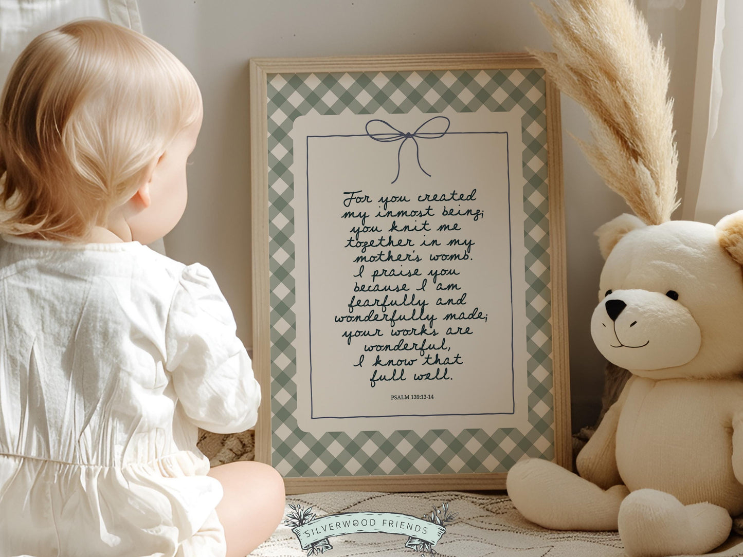 Christian Wall Art, Bible Verse Nursery Print, Christian Faith Nursery Decor, Scripture Nursery Wall Art, Psalm 139:13-14 (Digital Download)