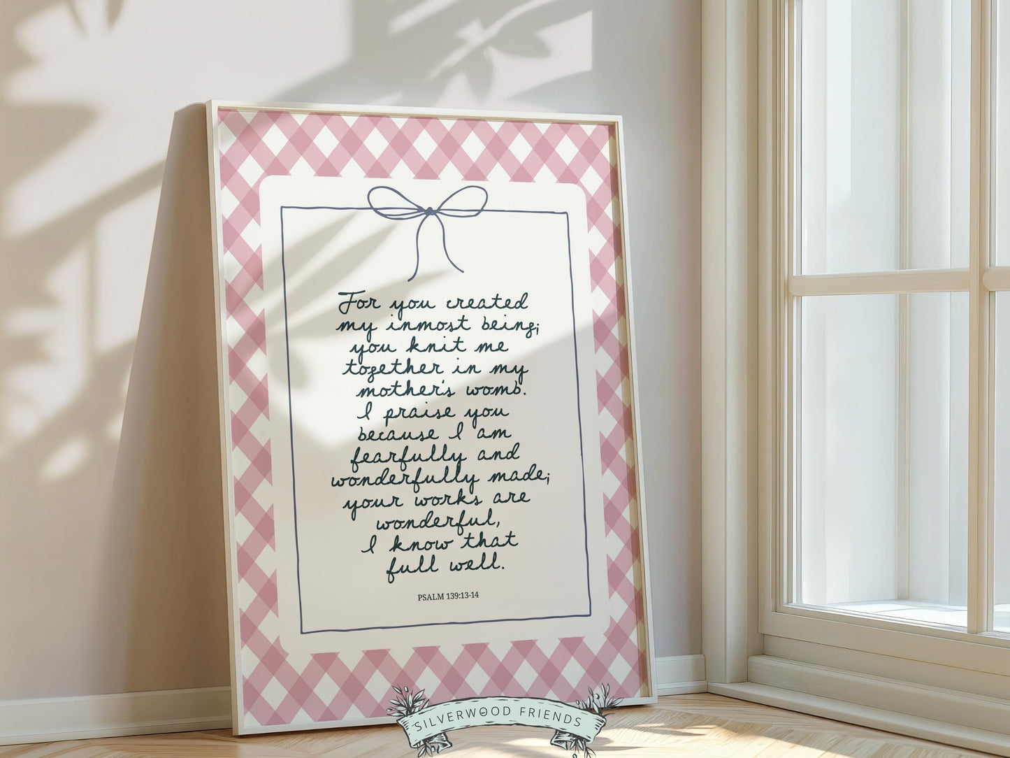Christian Wall Art, Bible Verse Nursery Print, Christian Faith Nursery Decor, Scripture Nursery Wall Art, Psalm 139:13-14 (Digital Download)