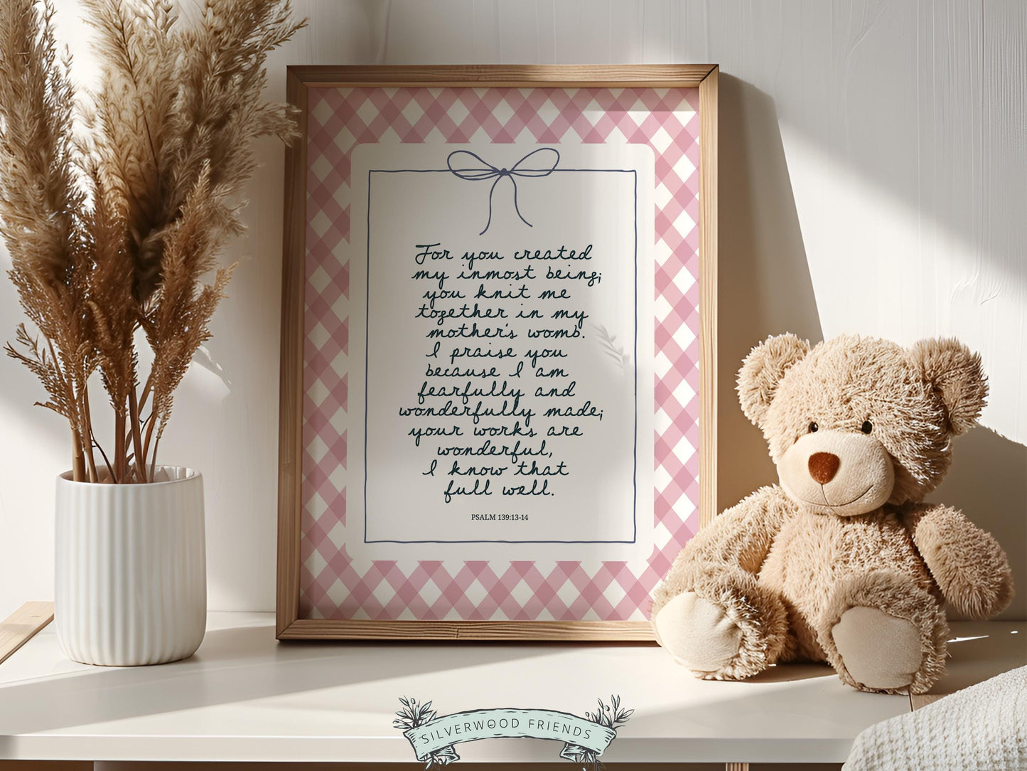 Christian Wall Art, Bible Verse Nursery Print, Christian Faith Nursery Decor, Scripture Nursery Wall Art, Psalm 139:13-14 (Digital Download)