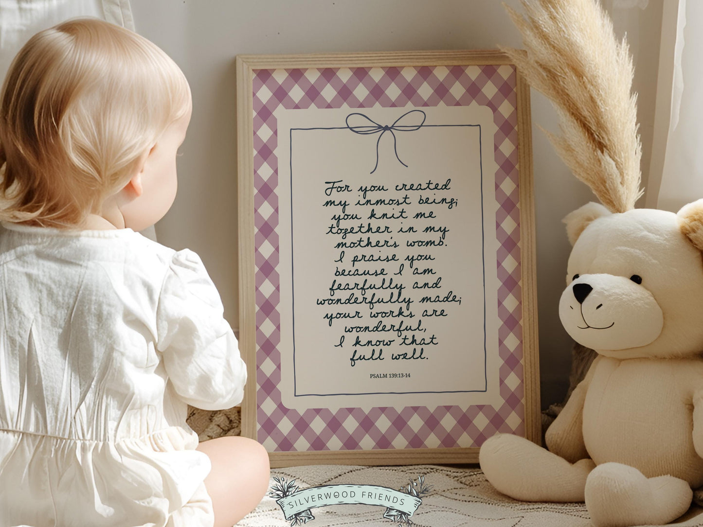 Christian Wall Art, Bible Verse Nursery Print, Christian Faith Nursery Decor, Scripture Nursery Wall Art, Psalm 139:13-14 (Digital Download)