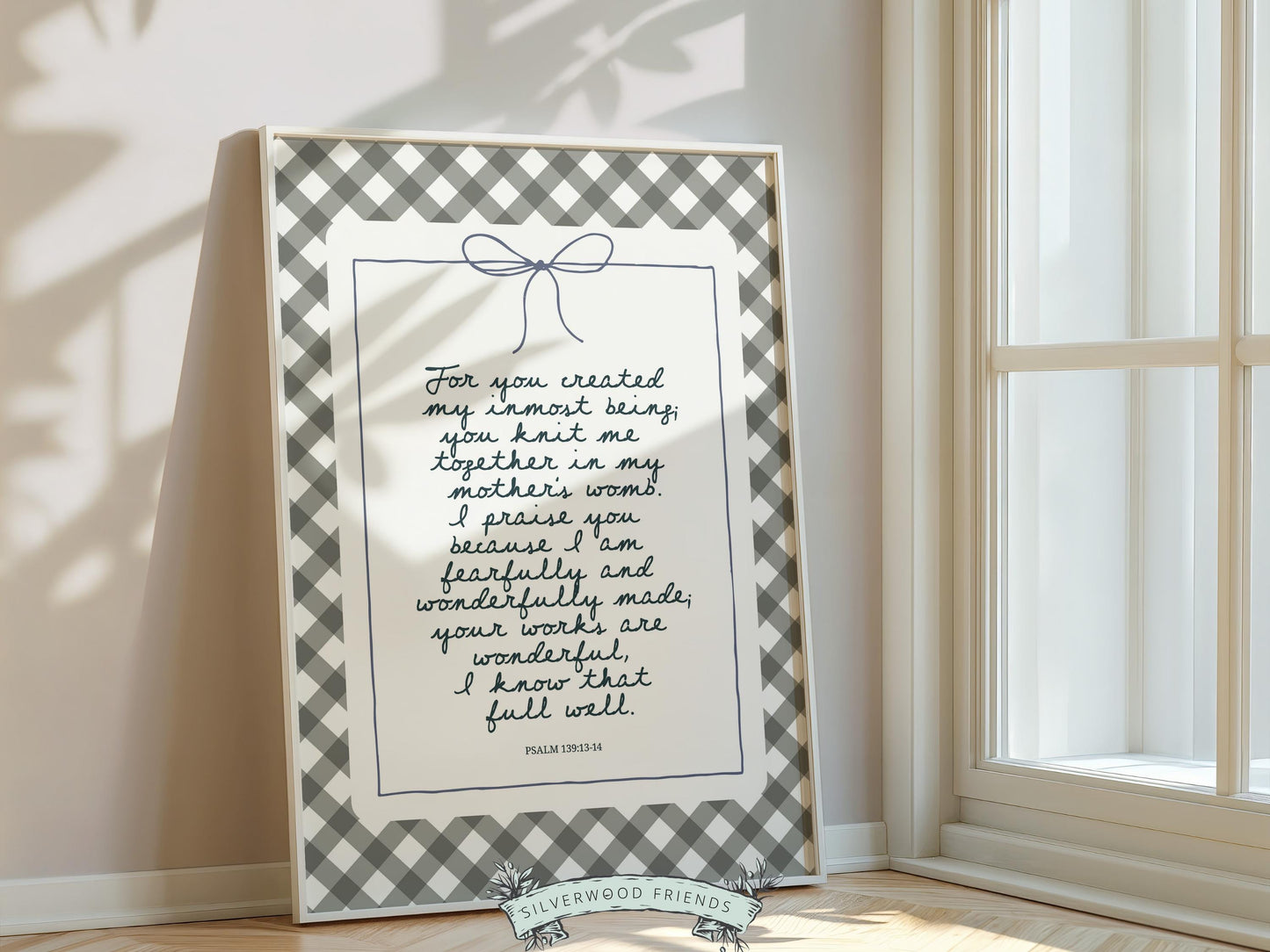 Christian Wall Art, Bible Verse Nursery Print, Christian Faith Nursery Decor, Scripture Nursery Wall Art, Psalm 139:13-14 (Digital Download)