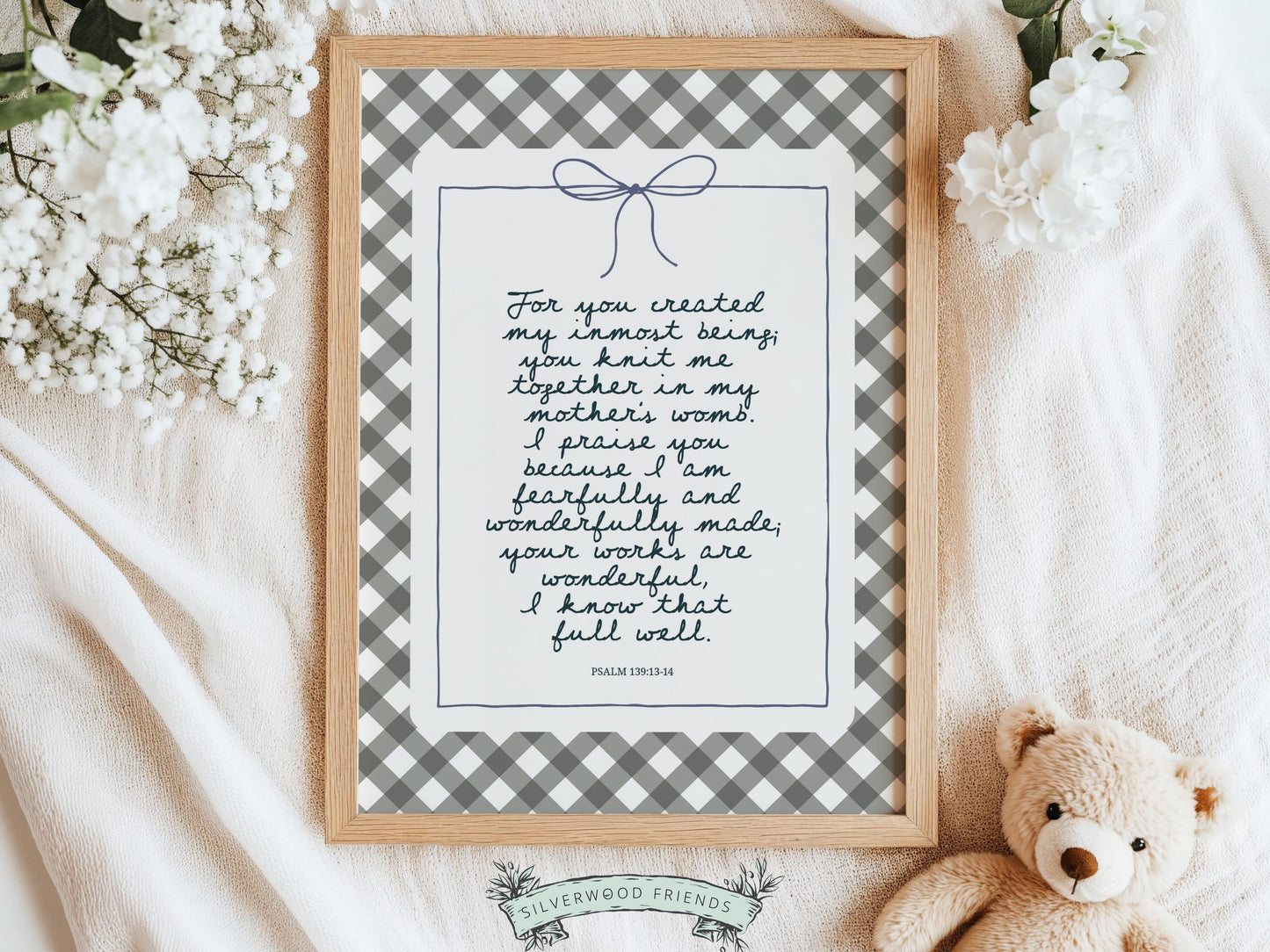 Christian Wall Art, Bible Verse Nursery Print, Christian Faith Nursery Decor, Scripture Nursery Wall Art, Psalm 139:13-14 (Digital Download)