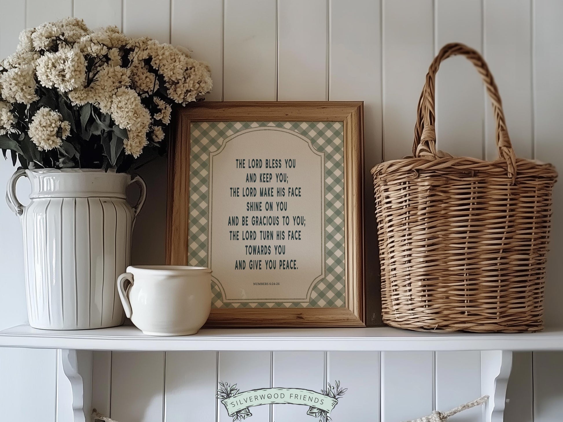 Christian Nursery Wall Art, The Lord Bless You Bible Verse Nursery Print, Farmhouse Scripture Wall Decor, Numbers 6:24-26 (Digital Download)