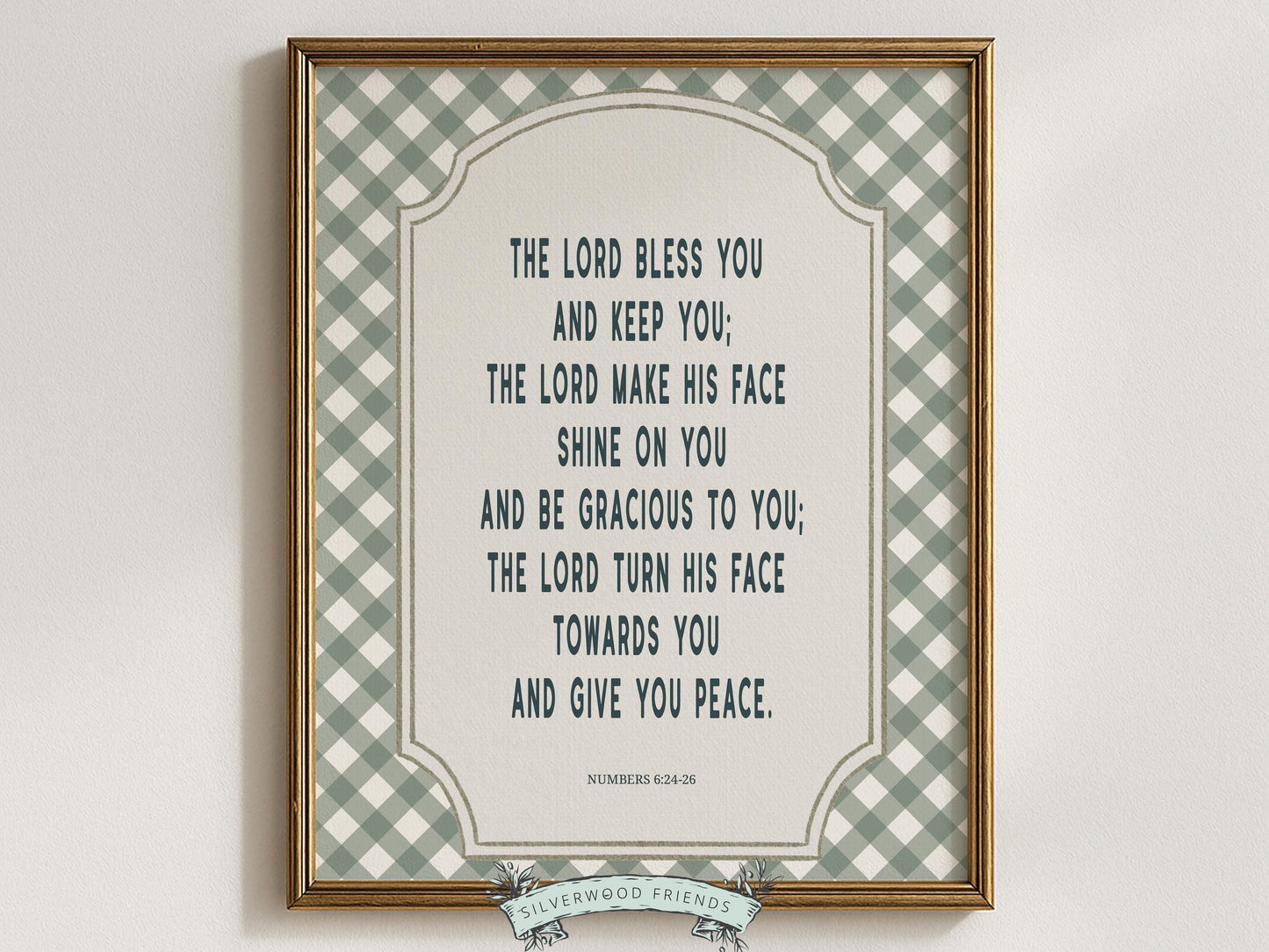 Christian Nursery Wall Art, The Lord Bless You Bible Verse Nursery Print, Farmhouse Scripture Wall Decor, Numbers 6:24-26 (Digital Download)