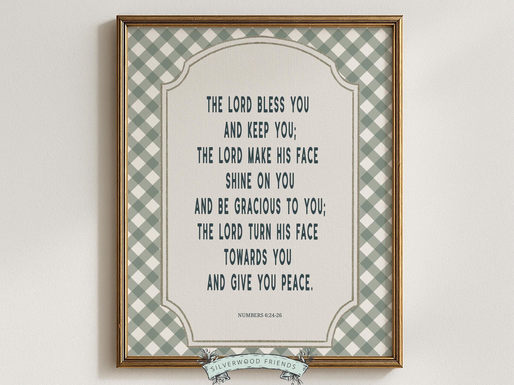Christian Nursery Wall Art, The Lord Bless You Bible Verse Nursery Print, Farmhouse Scripture Wall Decor, Numbers 6:24-26 (Digital Download)