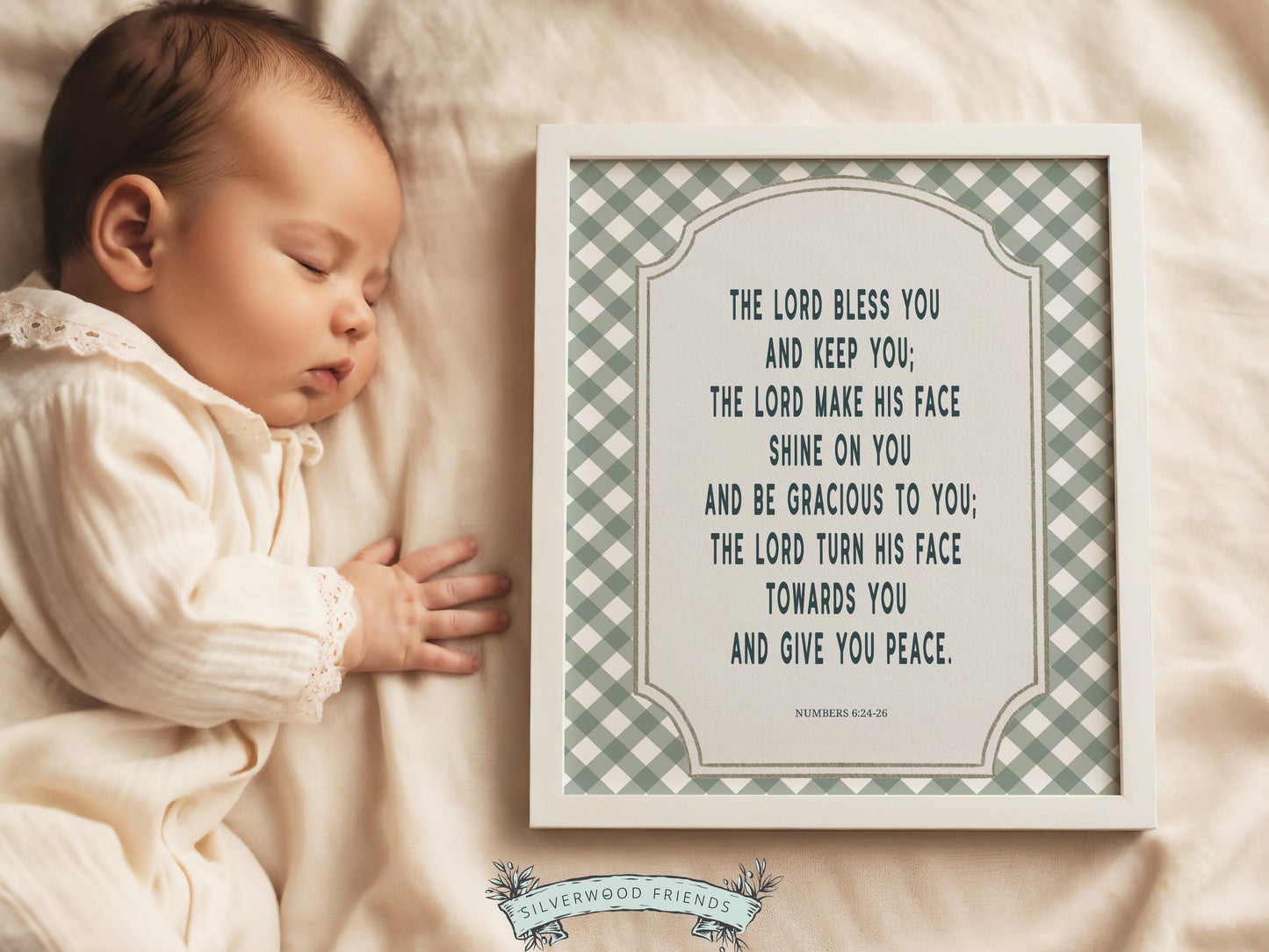 Christian Nursery Wall Art, The Lord Bless You Bible Verse Nursery Print, Farmhouse Scripture Wall Decor, Numbers 6:24-26 (Digital Download)