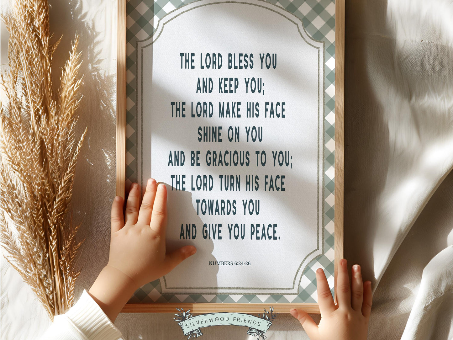 Christian Nursery Wall Art, The Lord Bless You Bible Verse Nursery Print, Farmhouse Scripture Wall Decor, Numbers 6:24-26 (Digital Download)