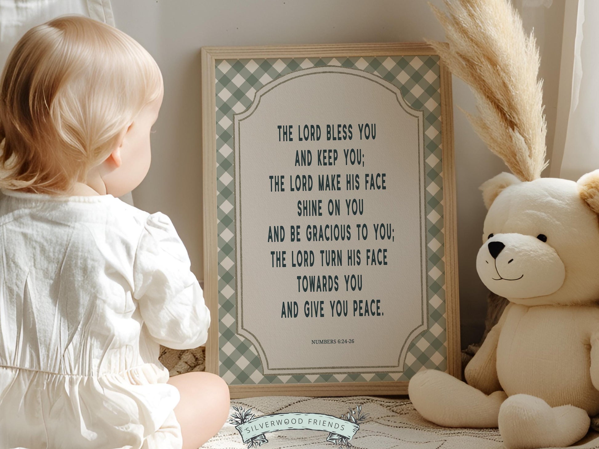 Christian Nursery Wall Art, The Lord Bless You Bible Verse Nursery Print, Farmhouse Scripture Wall Decor, Numbers 6:24-26 (Digital Download)
