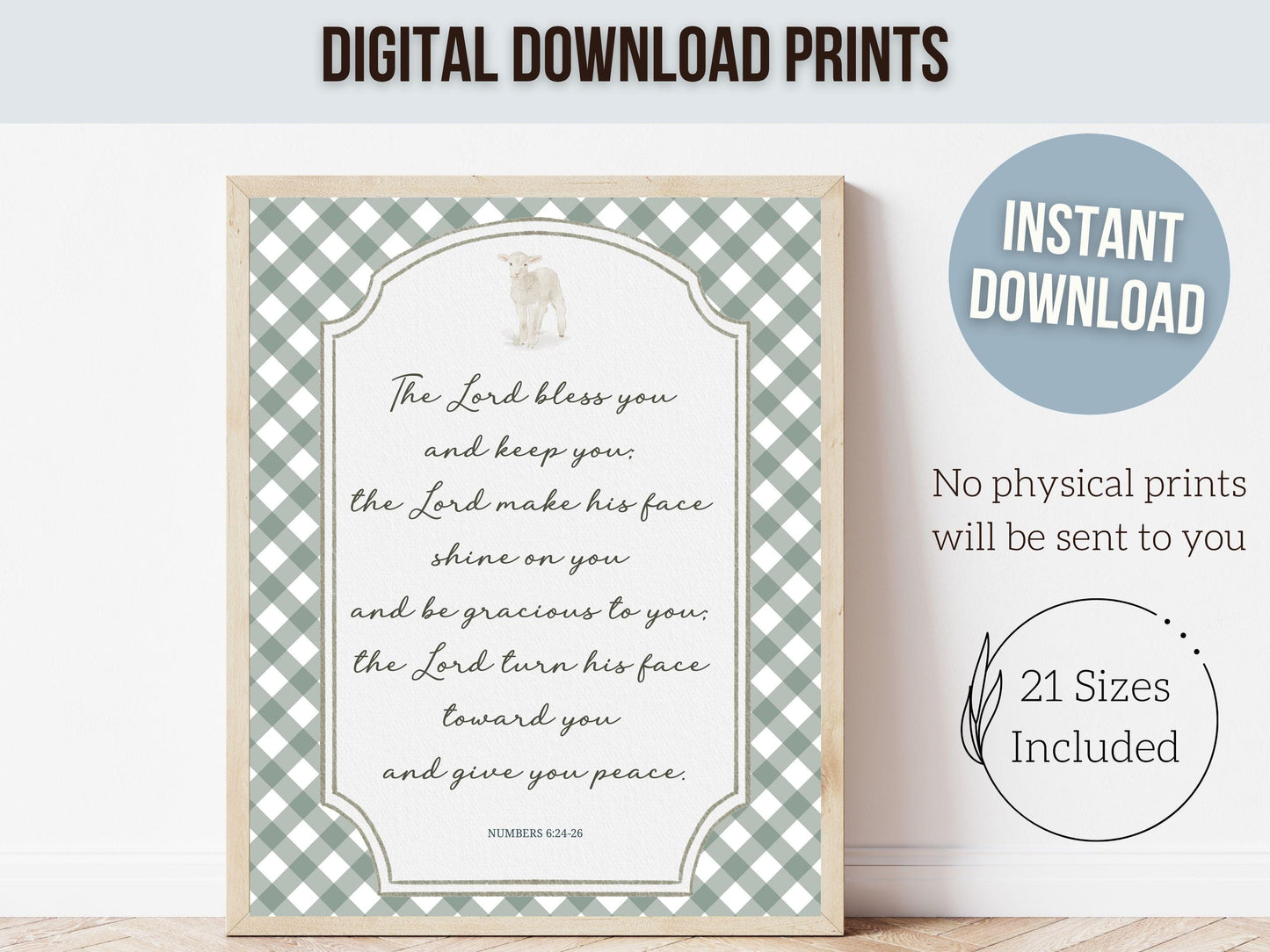Christian Nursery Wall Art, The Lord Bless You Bible Verse Nursery Print, Farmhouse Scripture Wall Decor, Numbers 6:24-26 (Digital Download)