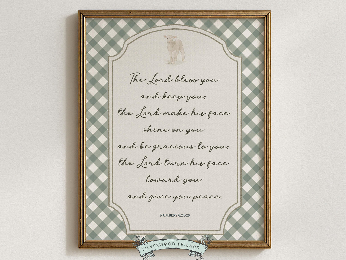 Christian Nursery Wall Art, The Lord Bless You Bible Verse Nursery Print, Farmhouse Scripture Wall Decor, Numbers 6:24-26 (Digital Download)