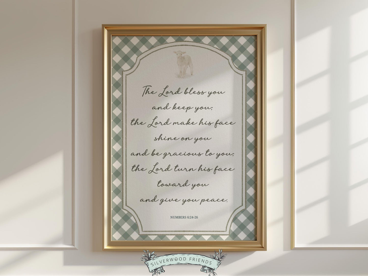 Christian Nursery Wall Art, The Lord Bless You Bible Verse Nursery Print, Farmhouse Scripture Wall Decor, Numbers 6:24-26 (Digital Download)