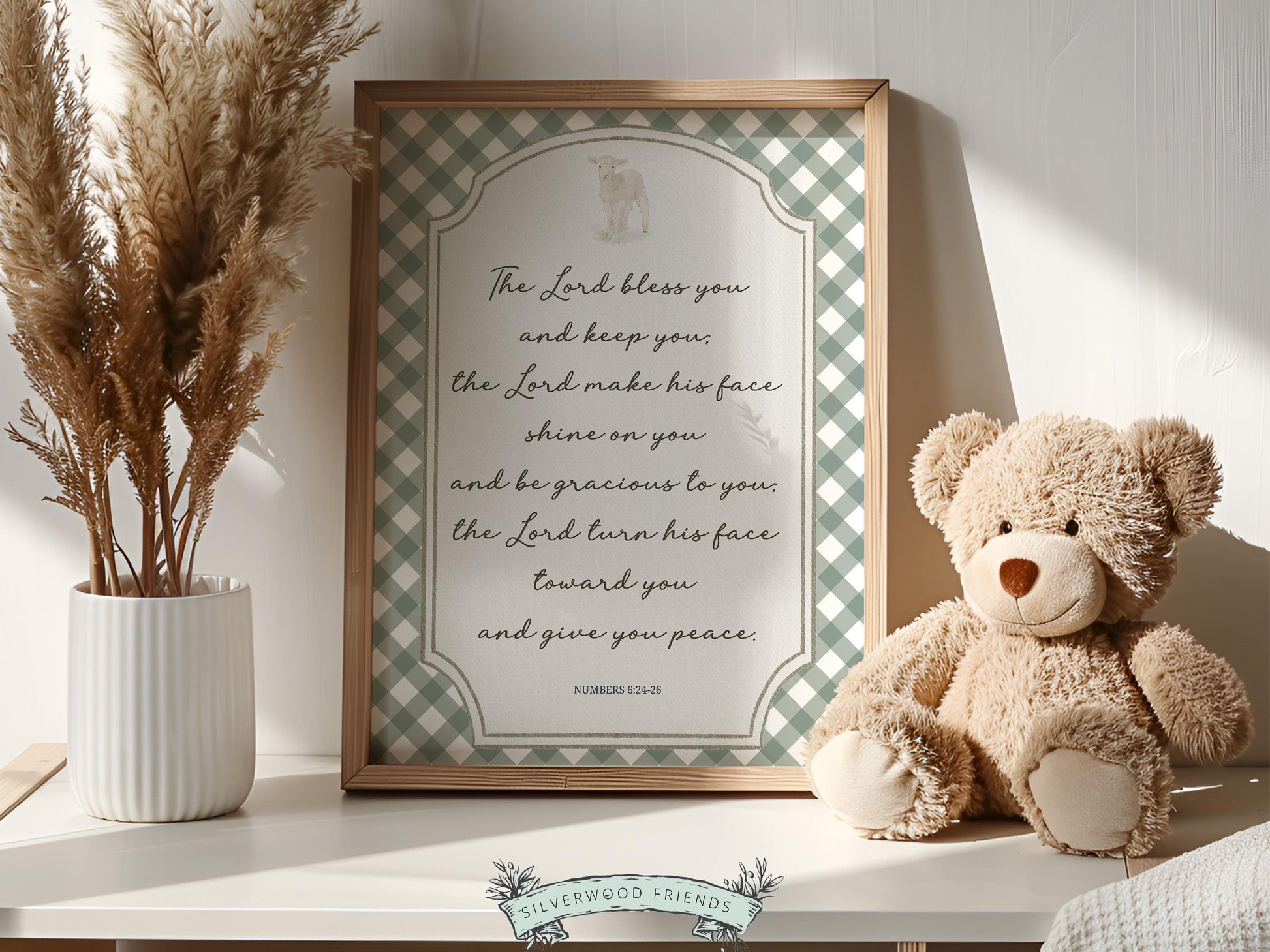 Christian Nursery Wall Art, The Lord Bless You Bible Verse Nursery Print, Farmhouse Scripture Wall Decor, Numbers 6:24-26 (Digital Download)