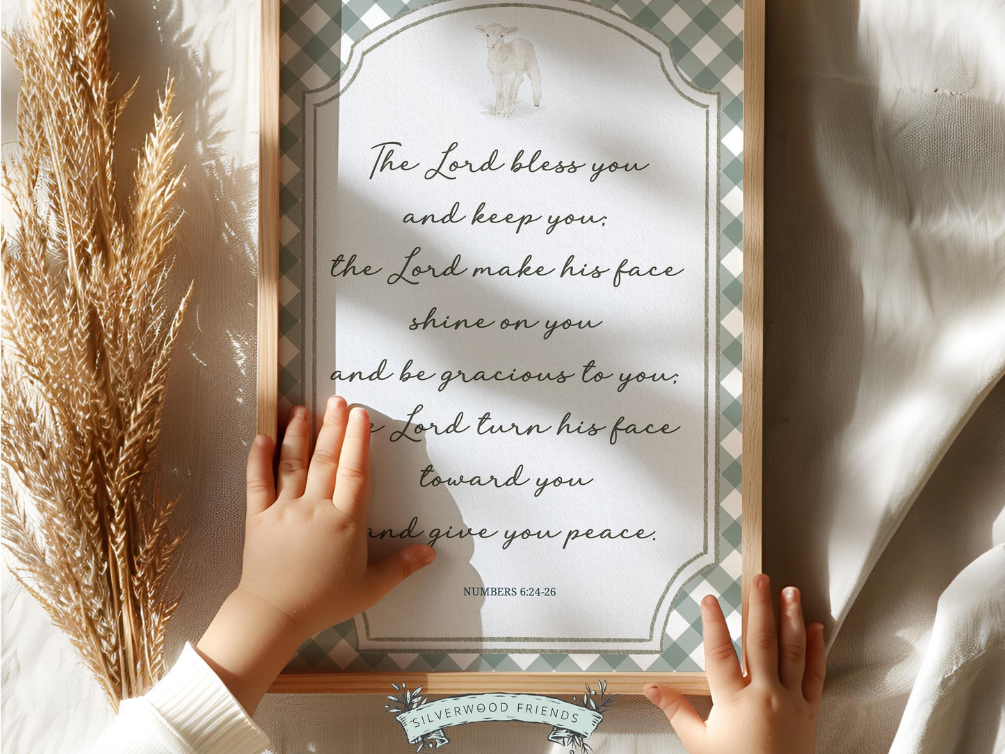 Christian Nursery Wall Art, The Lord Bless You Bible Verse Nursery Print, Farmhouse Scripture Wall Decor, Numbers 6:24-26 (Digital Download)