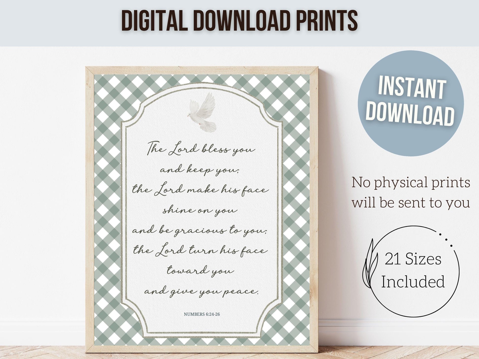 Christian Nursery Wall Art, The Lord Bless You Bible Verse Nursery Print, Farmhouse Scripture Wall Decor, Numbers 6:24-26 (Digital Download)
