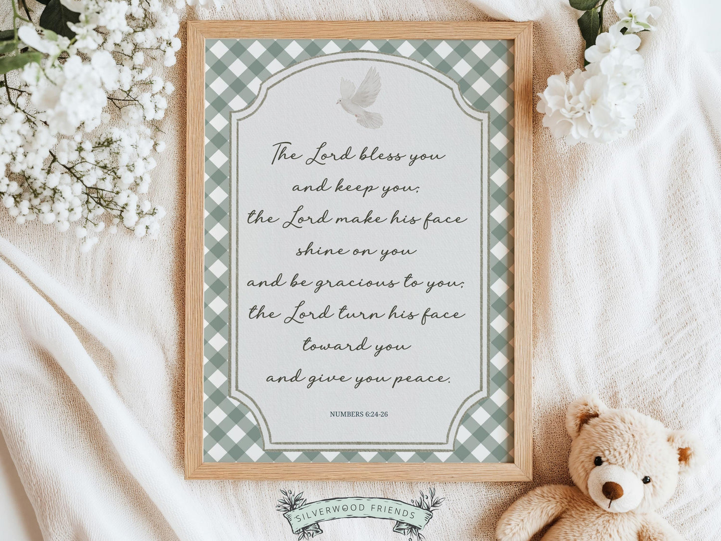 Christian Nursery Wall Art, The Lord Bless You Bible Verse Nursery Print, Farmhouse Scripture Wall Decor, Numbers 6:24-26 (Digital Download)