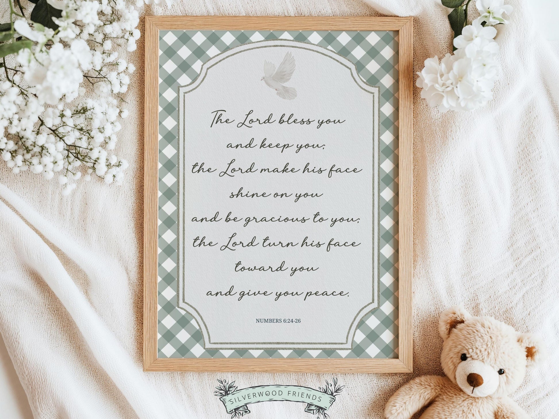 Christian Nursery Wall Art, The Lord Bless You Bible Verse Nursery Print, Farmhouse Scripture Wall Decor, Numbers 6:24-26 (Digital Download)
