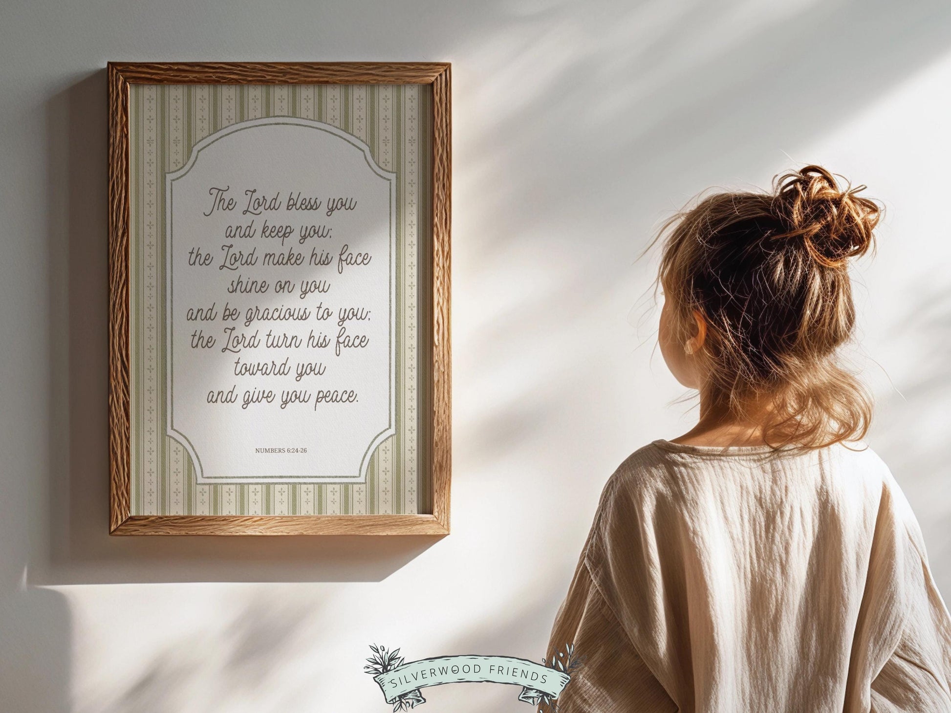 Christian Nursery Wall Art, The Lord Bless You Bible Verse Nursery Print, Farmhouse Scripture Wall Decor, Numbers 6:24-26 (Digital Download)
