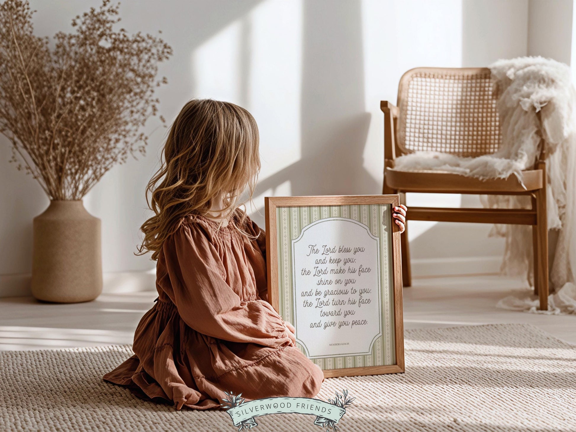 Christian Nursery Wall Art, The Lord Bless You Bible Verse Nursery Print, Farmhouse Scripture Wall Decor, Numbers 6:24-26 (Digital Download)