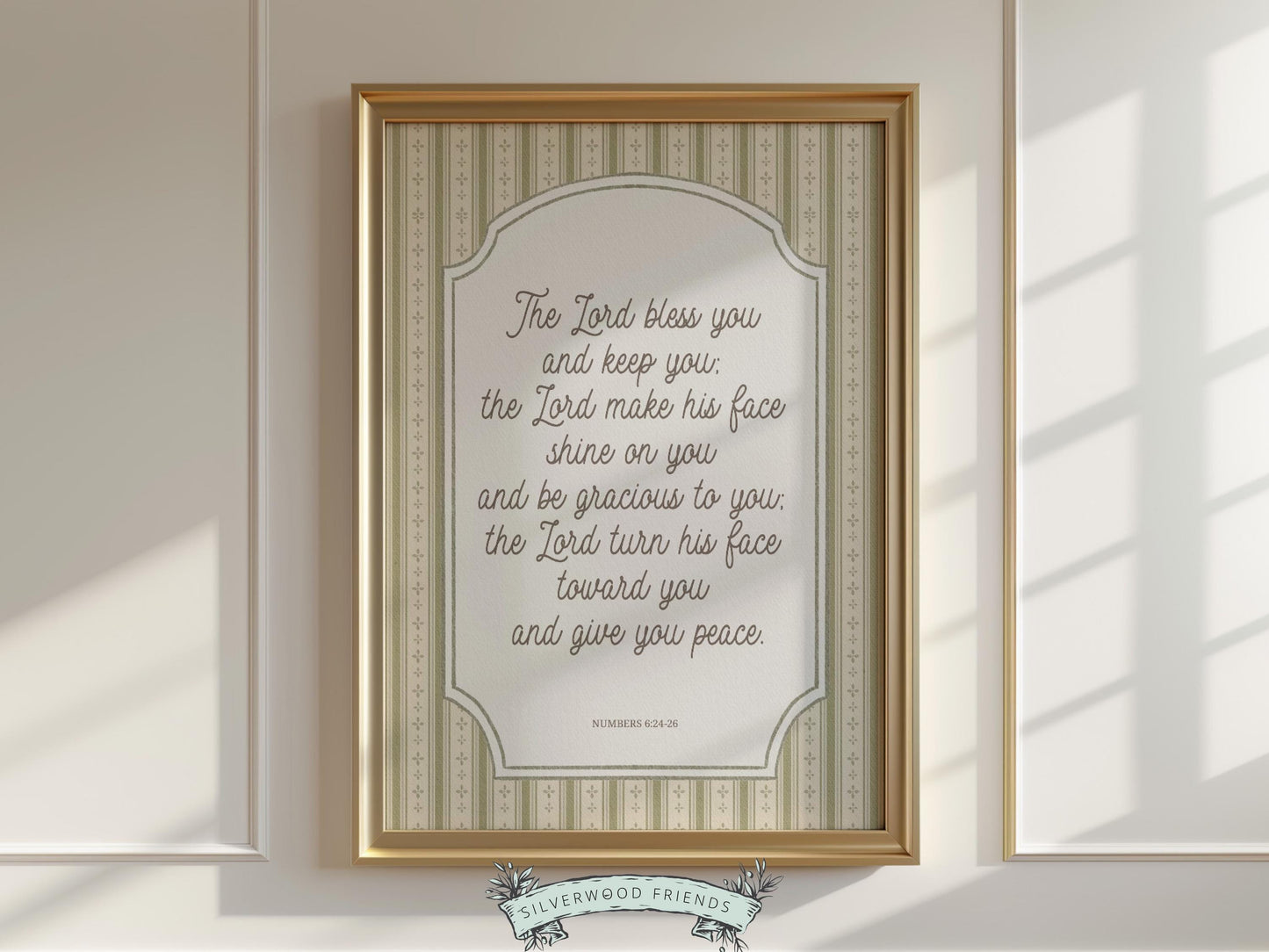 Christian Nursery Wall Art, The Lord Bless You Bible Verse Nursery Print, Farmhouse Scripture Wall Decor, Numbers 6:24-26 (Digital Download)