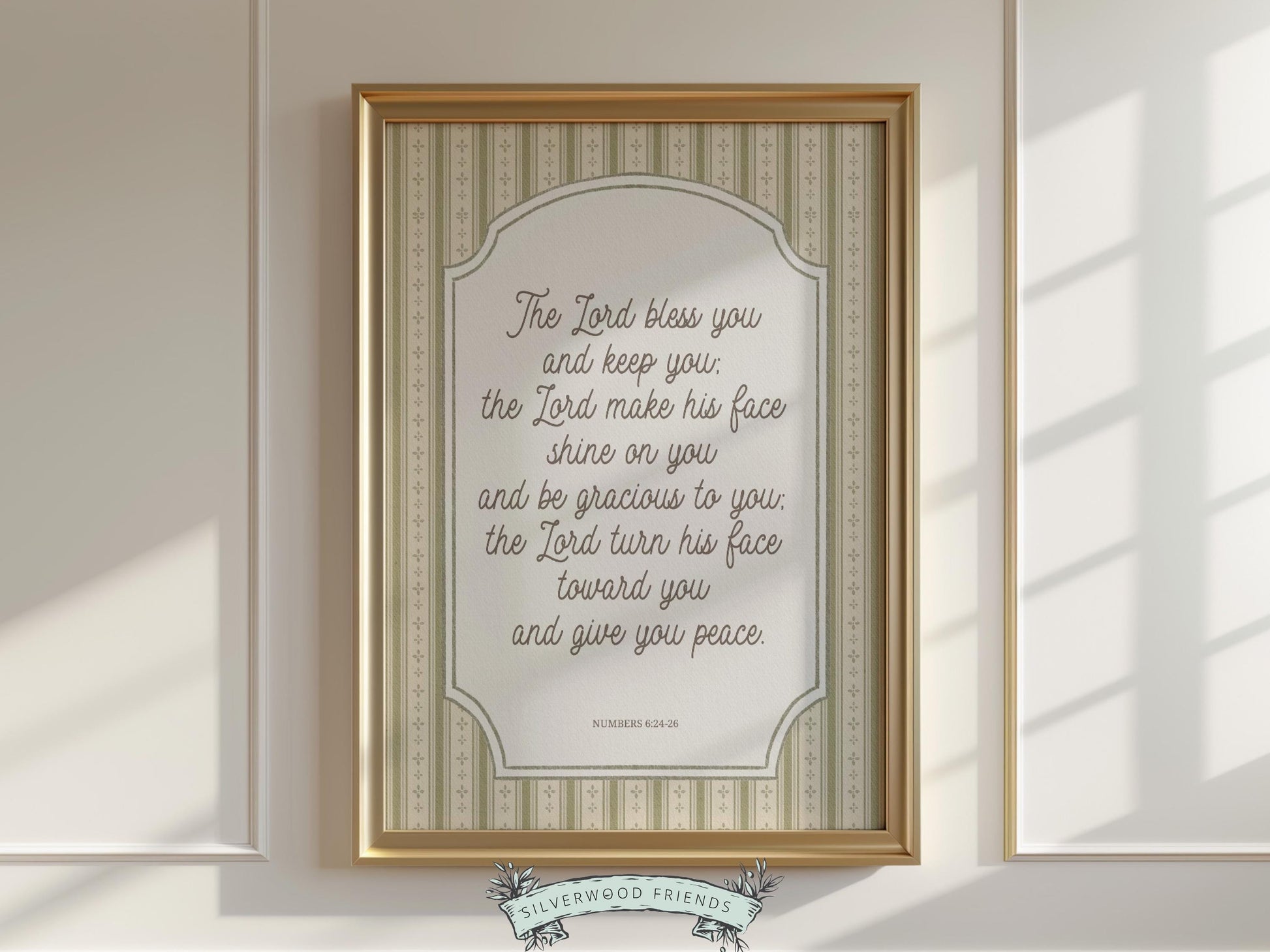 Christian Nursery Wall Art, The Lord Bless You Bible Verse Nursery Print, Farmhouse Scripture Wall Decor, Numbers 6:24-26 (Digital Download)