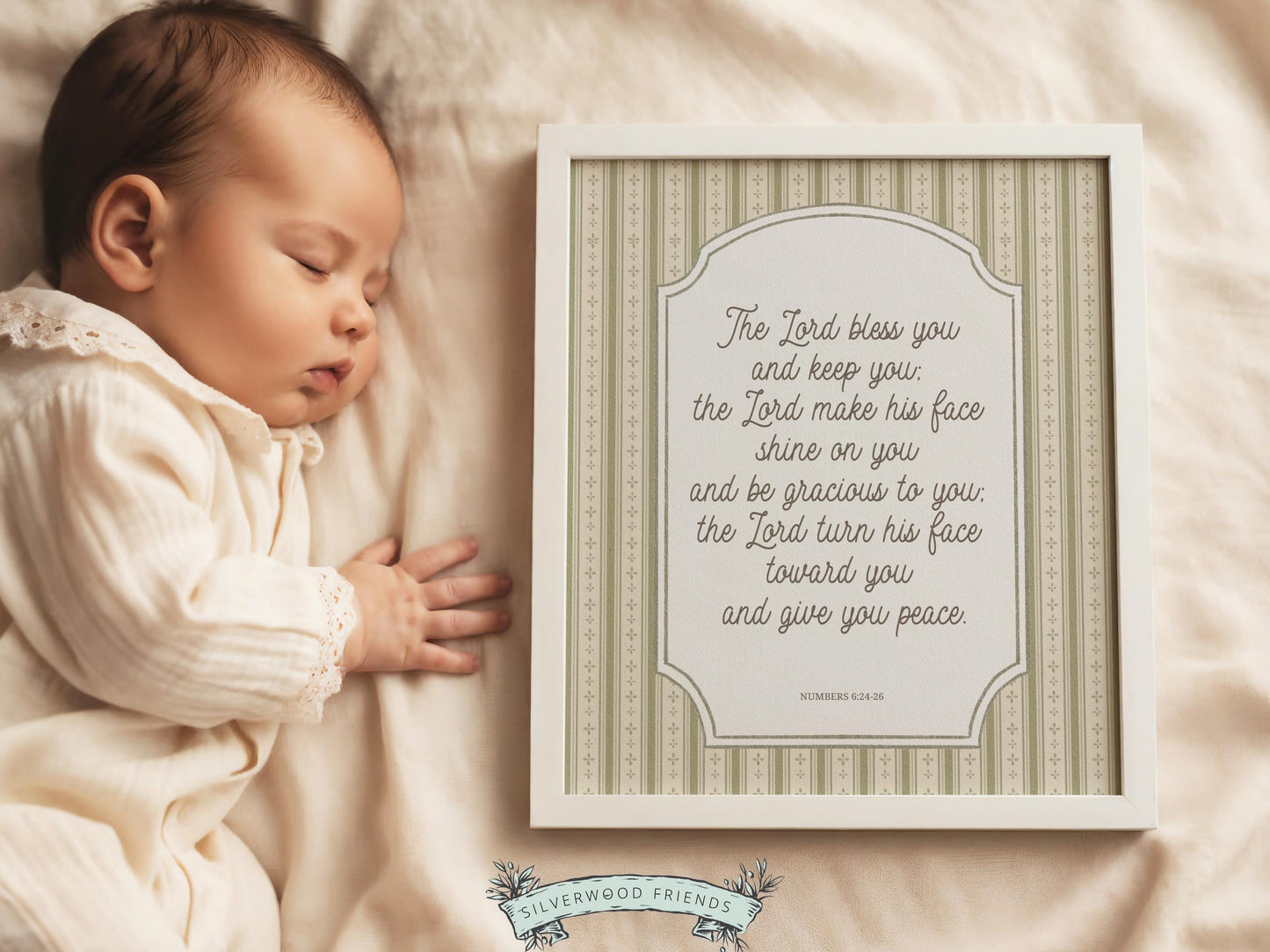 Christian Nursery Wall Art, The Lord Bless You Bible Verse Nursery Print, Farmhouse Scripture Wall Decor, Numbers 6:24-26 (Digital Download)