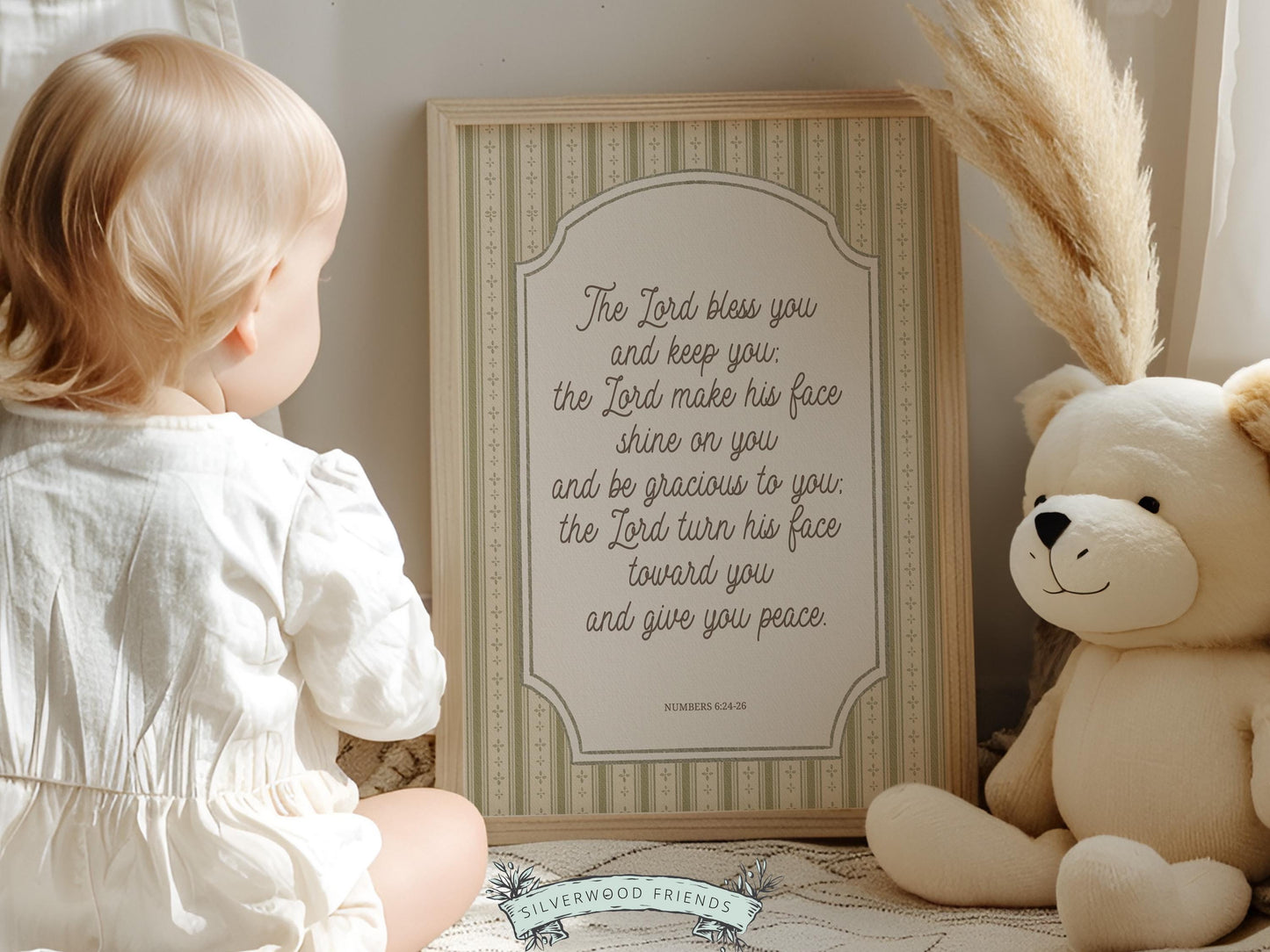 Christian Nursery Wall Art, The Lord Bless You Bible Verse Nursery Print, Farmhouse Scripture Wall Decor, Numbers 6:24-26 (Digital Download)