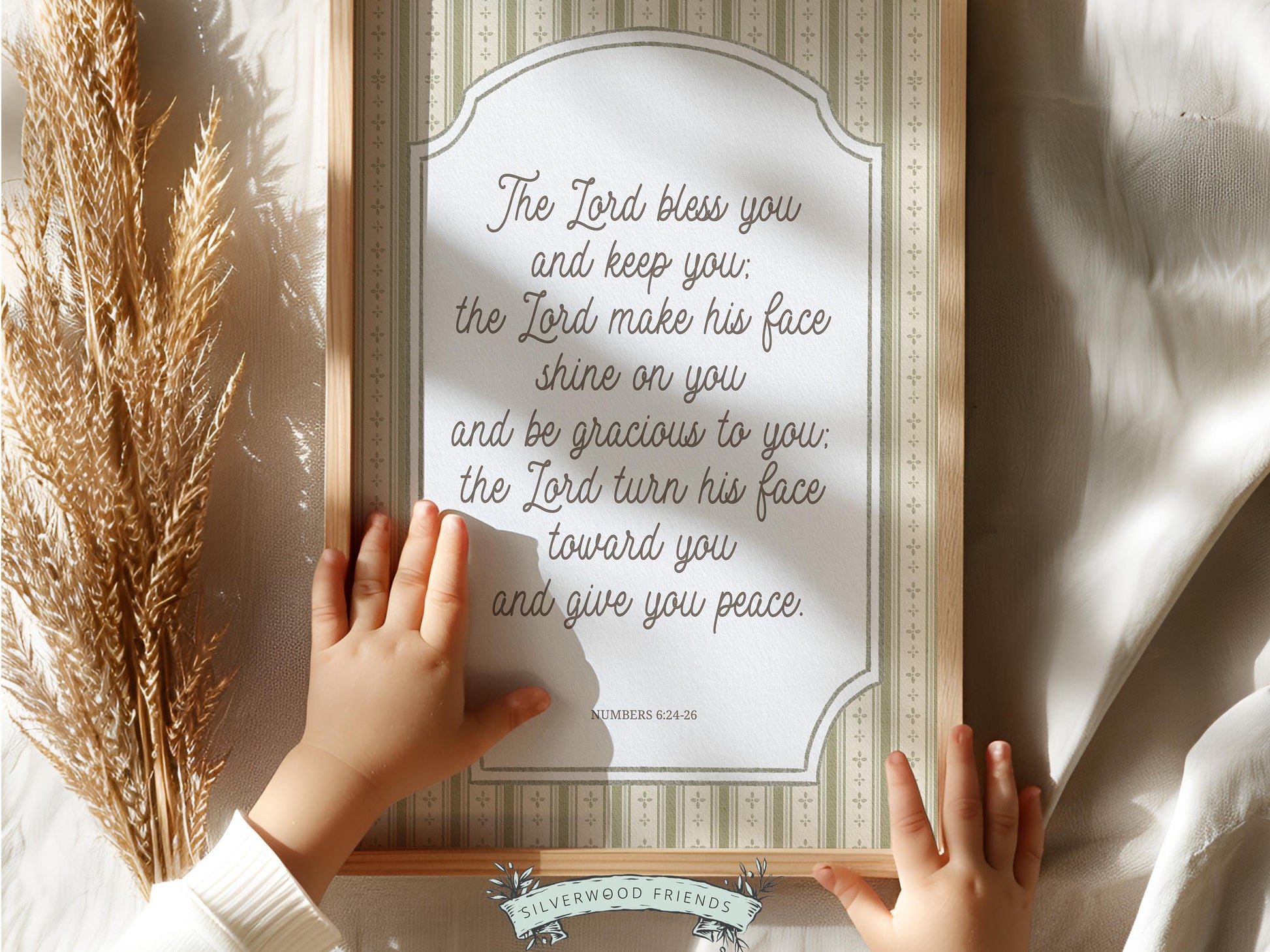 Christian Nursery Wall Art, The Lord Bless You Bible Verse Nursery Print, Farmhouse Scripture Wall Decor, Numbers 6:24-26 (Digital Download)